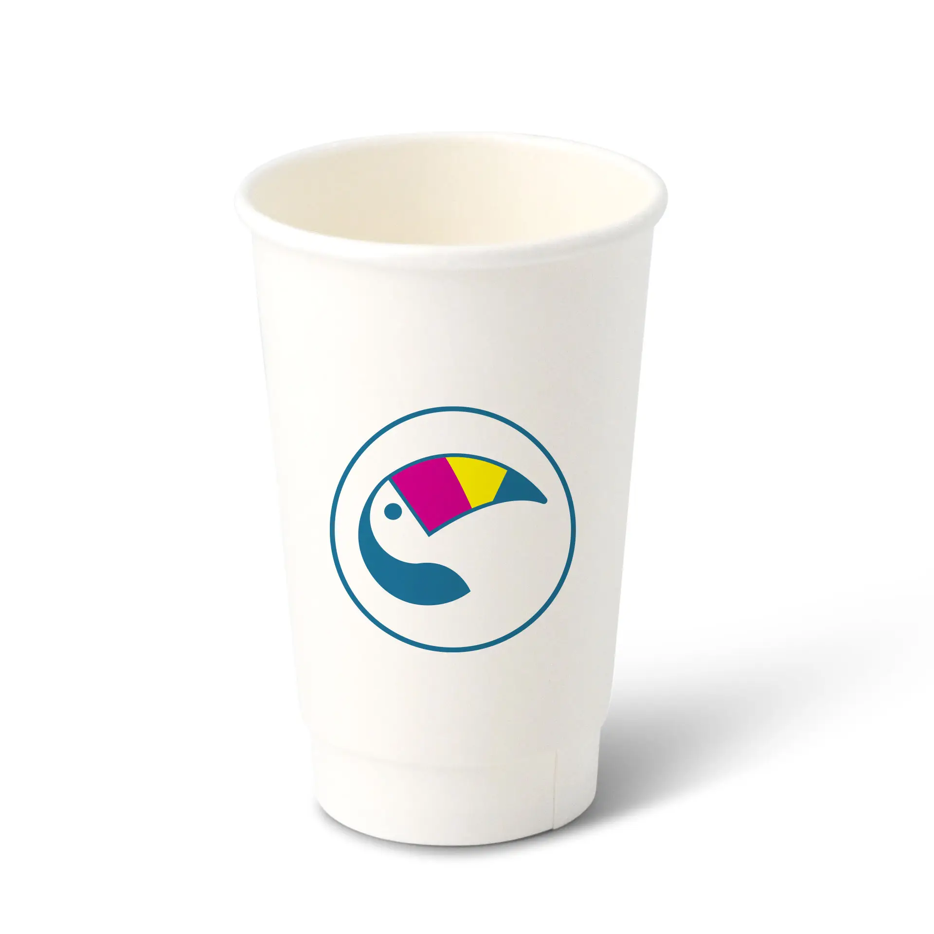Gobelets en papier imprimés (double paroi) 400 ml / 16 oz, double paroi, blanc, mat, barrière à base d’eau