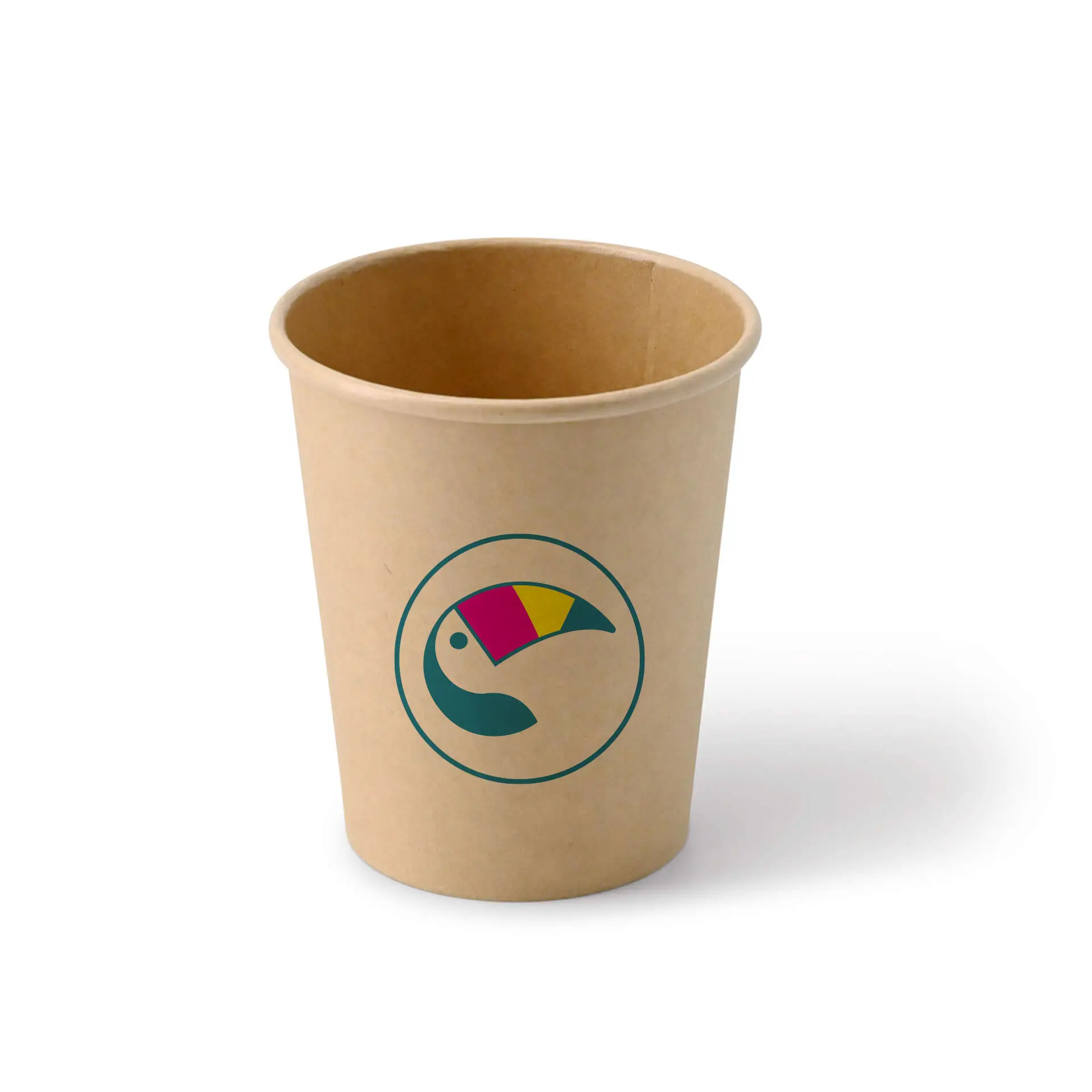 Gobelets en carton avec logo (simple paroi), 200 ml / 8 oz, brun, revêtement PLA