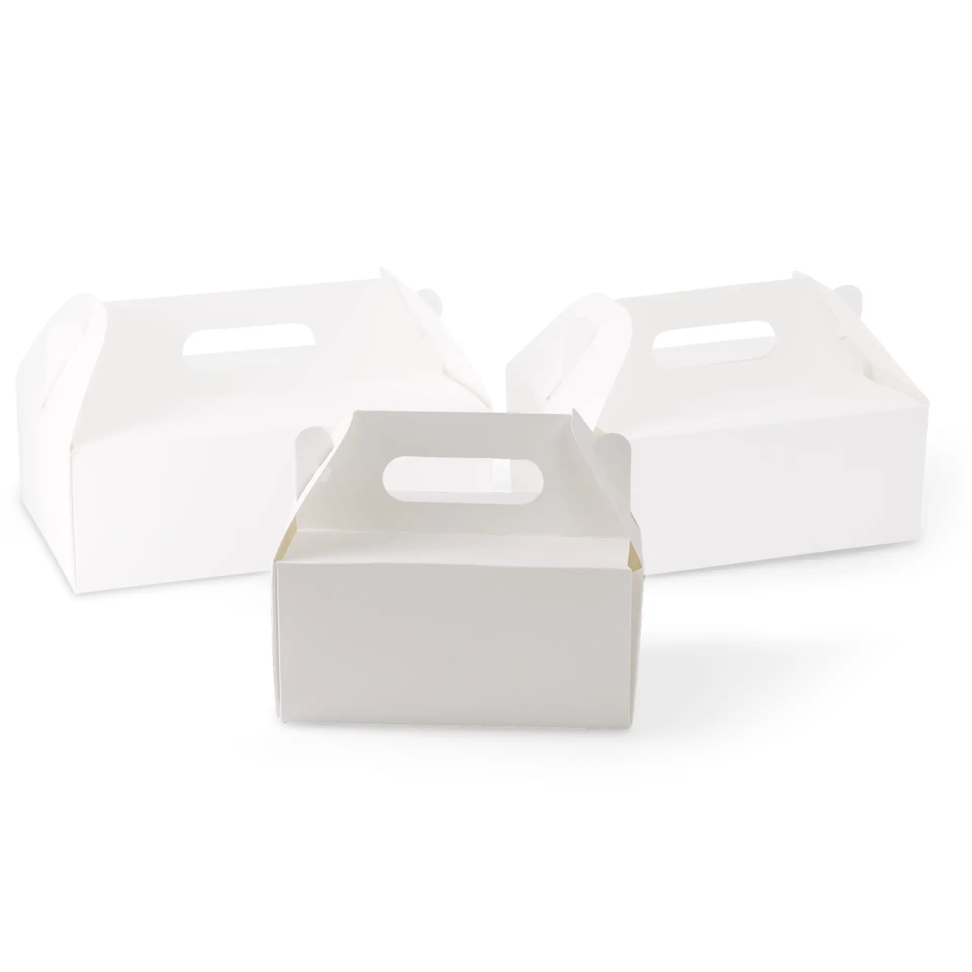Kuchenbox aus Pappe mit Griff S, 18 x 11 x 9 cm, weiss, faltbar