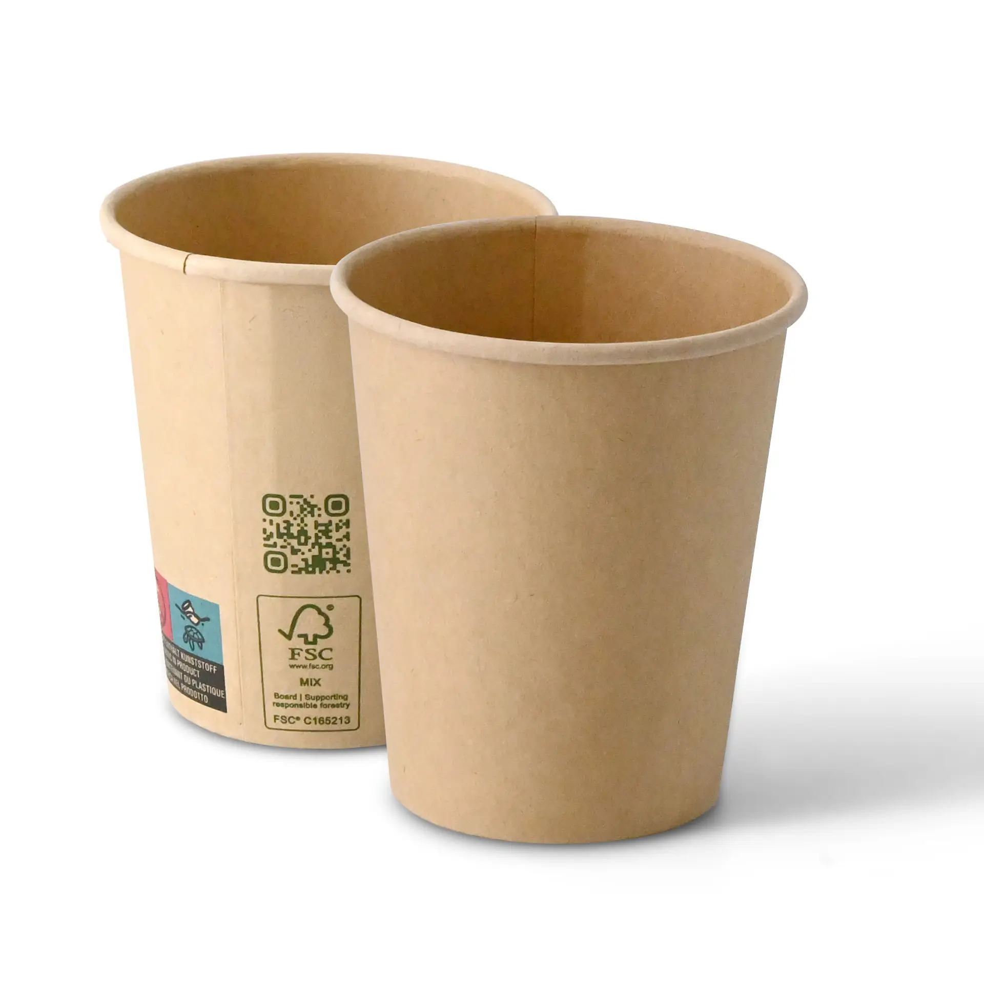 Pappbecher 200 ml / 8 oz, Ø 80 mm, einwandig, braun, PLA-beschichtet