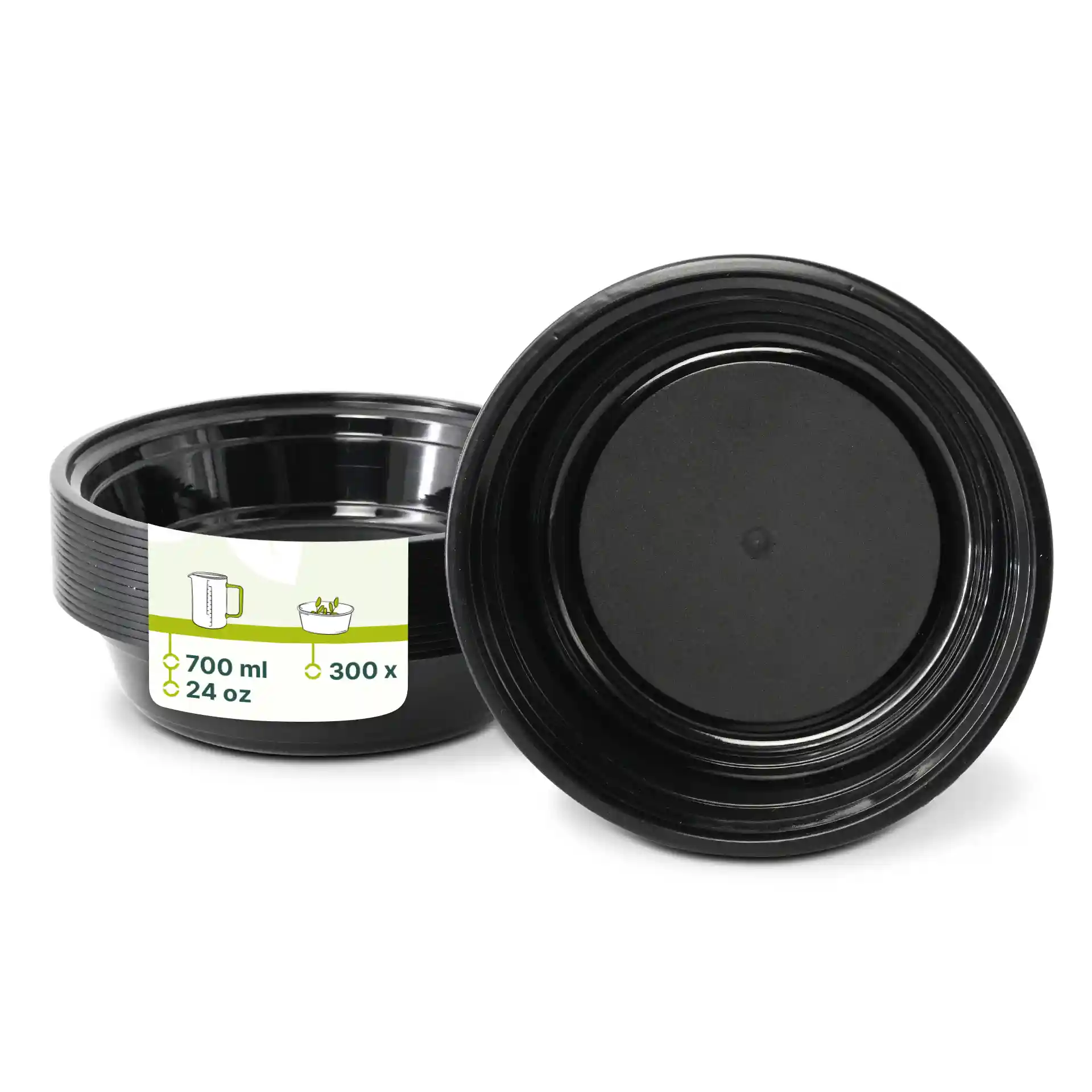 Mehrwegteller aus PP 700 ml, rund, schwarz