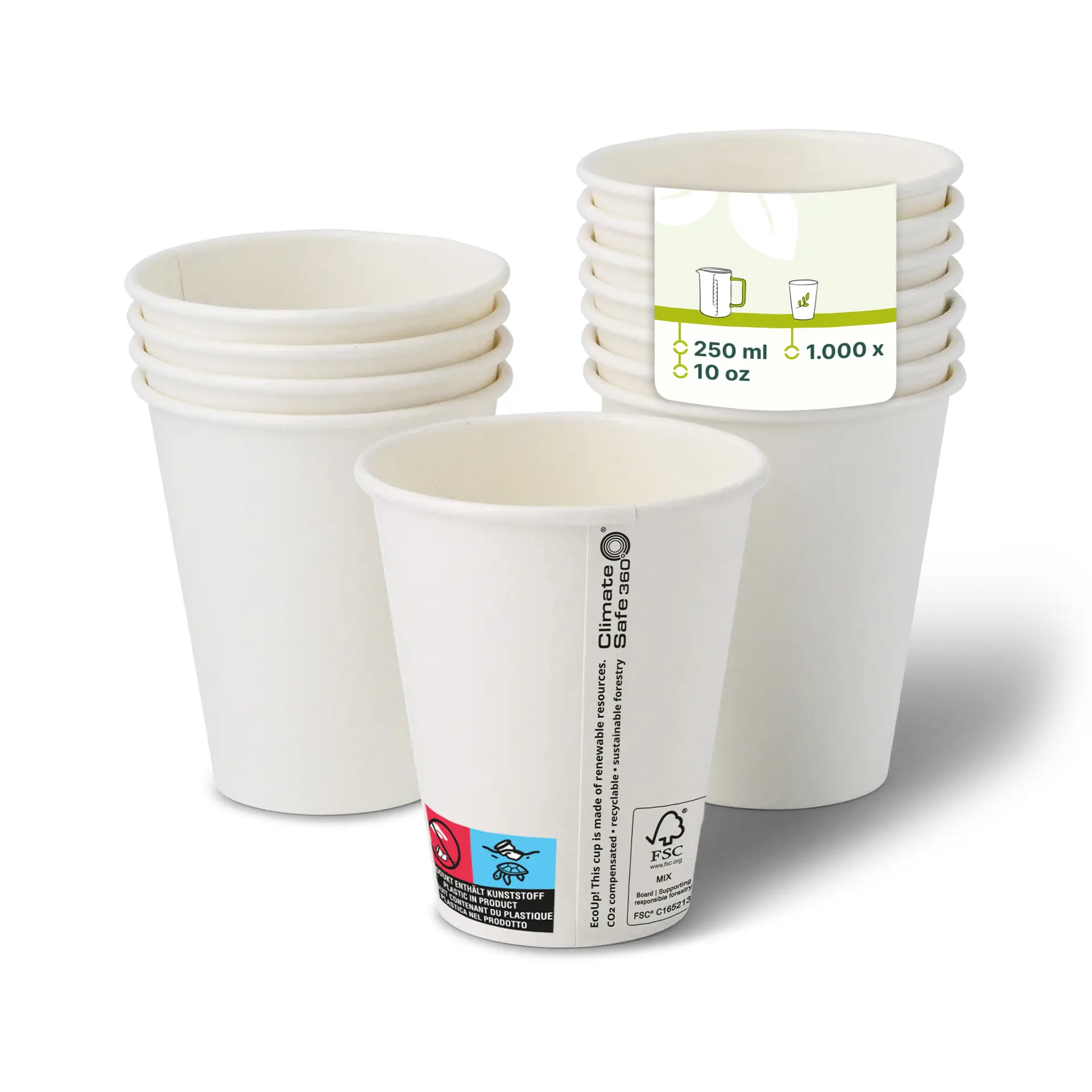 Gobelet en carton (revêtu de PE) 25 cl / 10 oz, Ø 90 mm, blanc con10013-01-0-pappbecher-beschichtet-250-ml-10-oz-90-mm-weiss