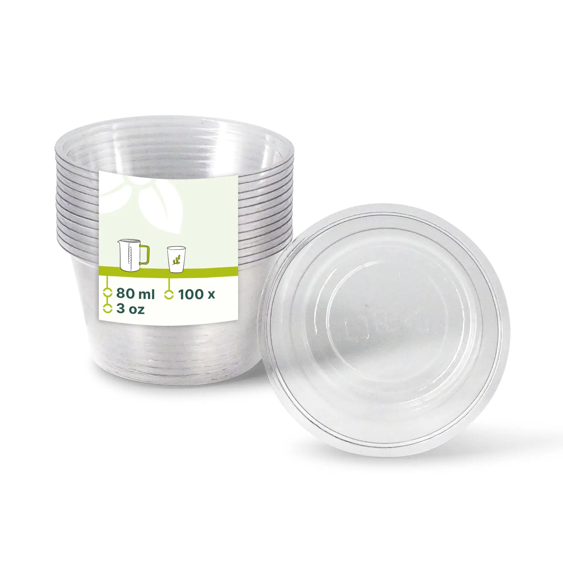 Portionsbecher aus PLA 80 ml, Ø 70 mm, klar