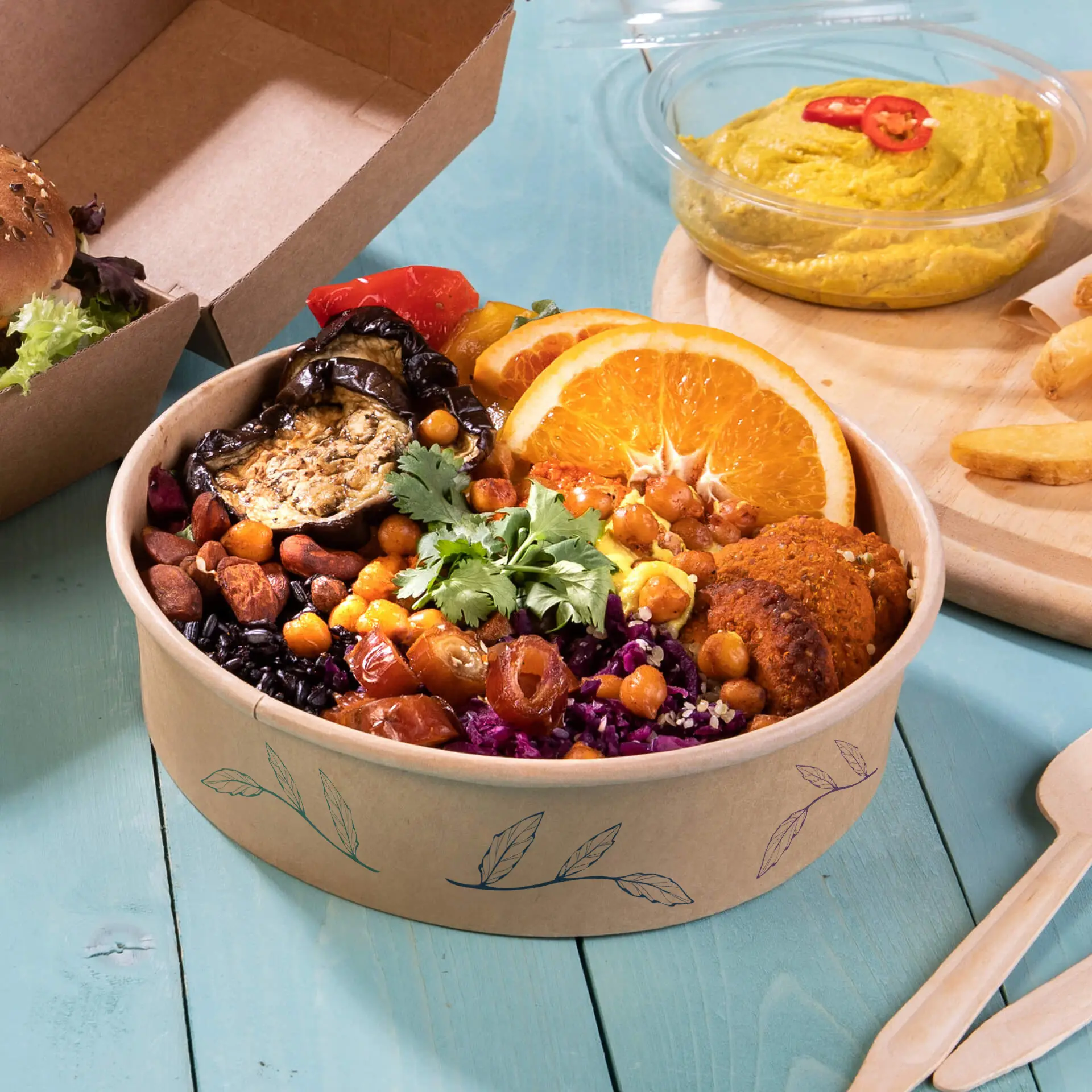 Bols à salade personnalisés / Bowls personnalisés, 700 ml, Ø 185 mm, brun, avec revêtement PE