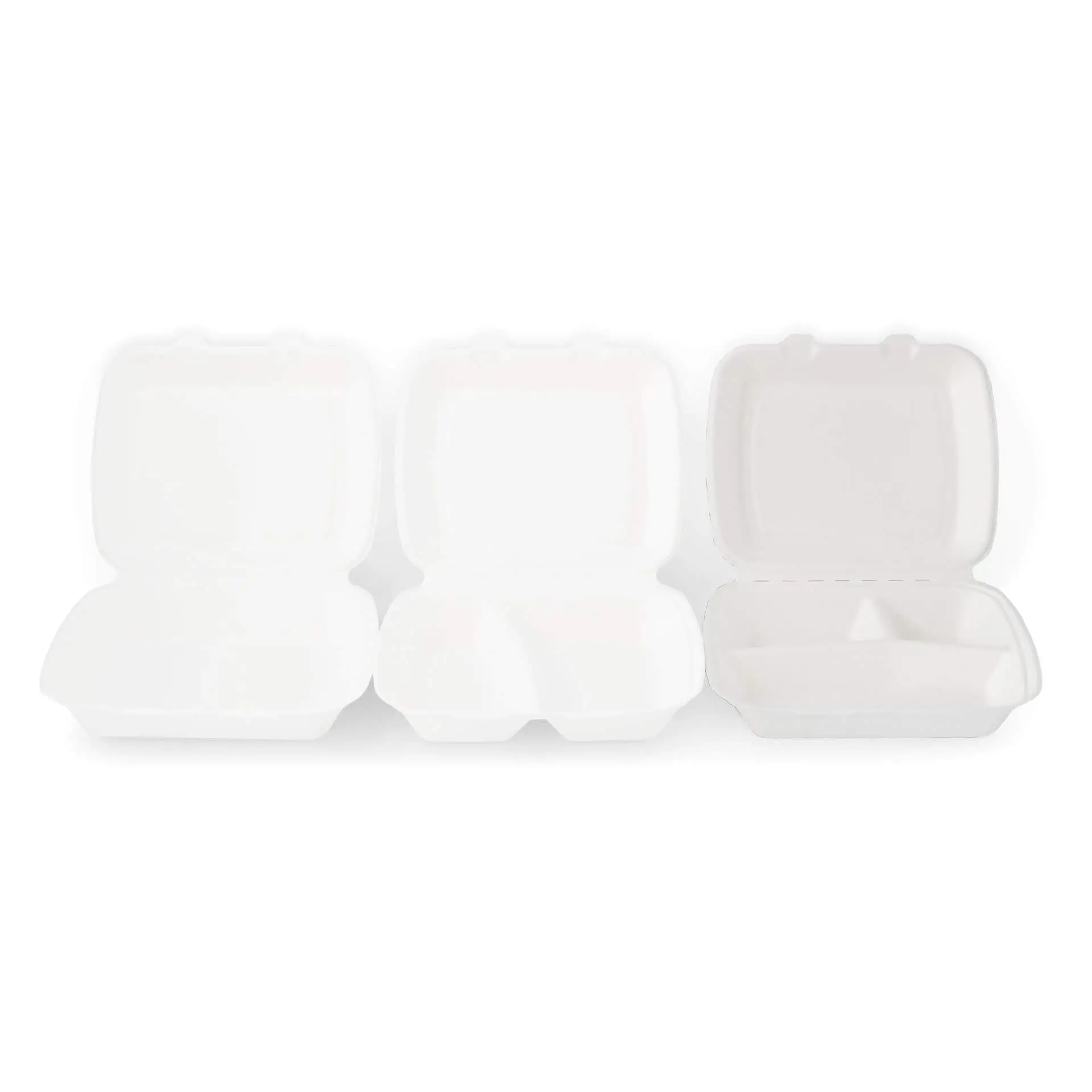 Menüboxen aus Zuckerrohr 25 x 20 x 7,5 cm, 3 Kammern, HP4/3, rechteckig Menüboxen aus Zuckerrohr 25 x 20 x 7,5 cm, 3 Kammern, HP4/3, rechteckig