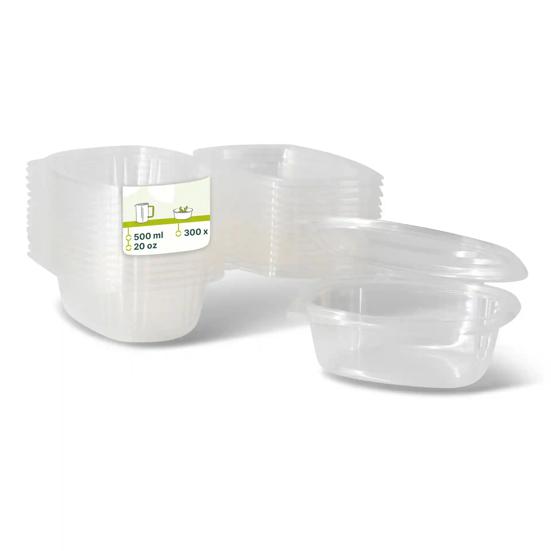 PLA-Feinkost-Schalen 500 ml, Klappdeckel, rechteckig