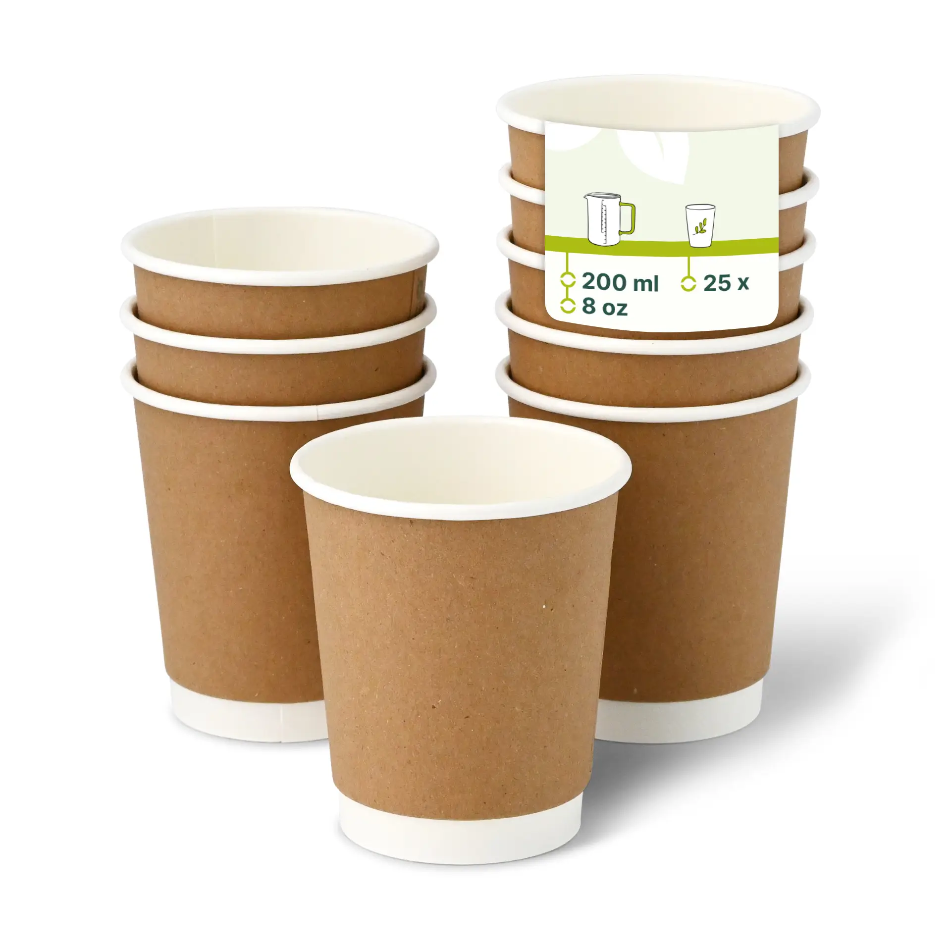 Coffee to go Becher aus Pappe, doppelwandig, 200 ml / 8 oz, Ø 80 mm, braun dhd048721-coffee-to-go-becher-aus-pappe-doppelwandig-200-ml-8-oz-80-mm-braun