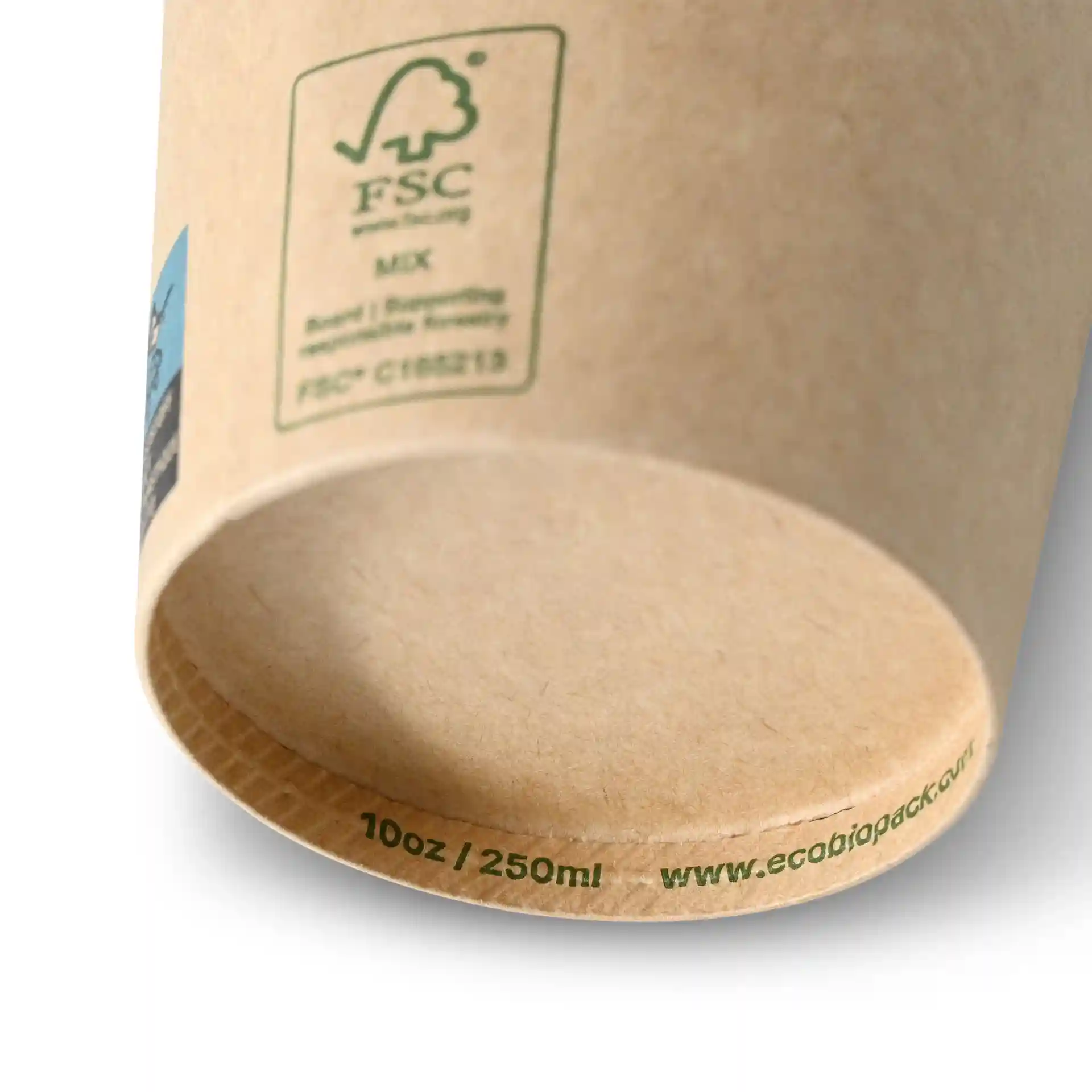 Gobelet en carton 250 ml / 10 oz, Ø 90 mm, simple paroi, brun, revêtu de PLA