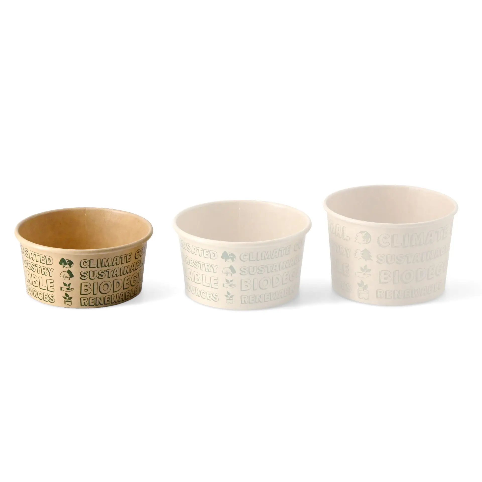 Gobelet en papier pour glace XS, 4 oz, max. 6 oz, Ø 92 mm, brun, EcoUp