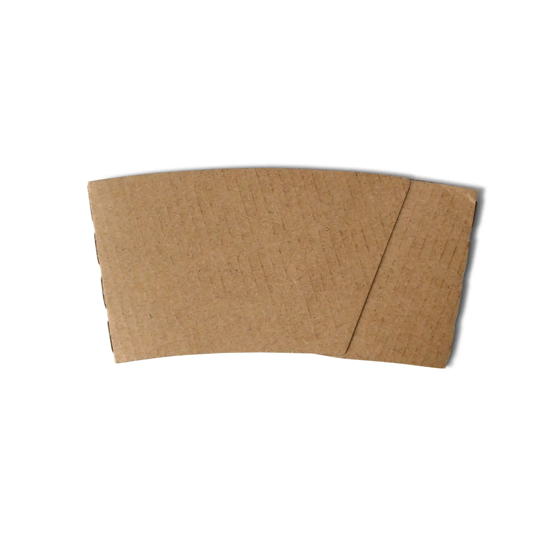 Maniche in cartone marrone per bicchieri di carta da 300, 400 o 500 ml, misurano 130 mm di larghezza e 65 mm di altezza.