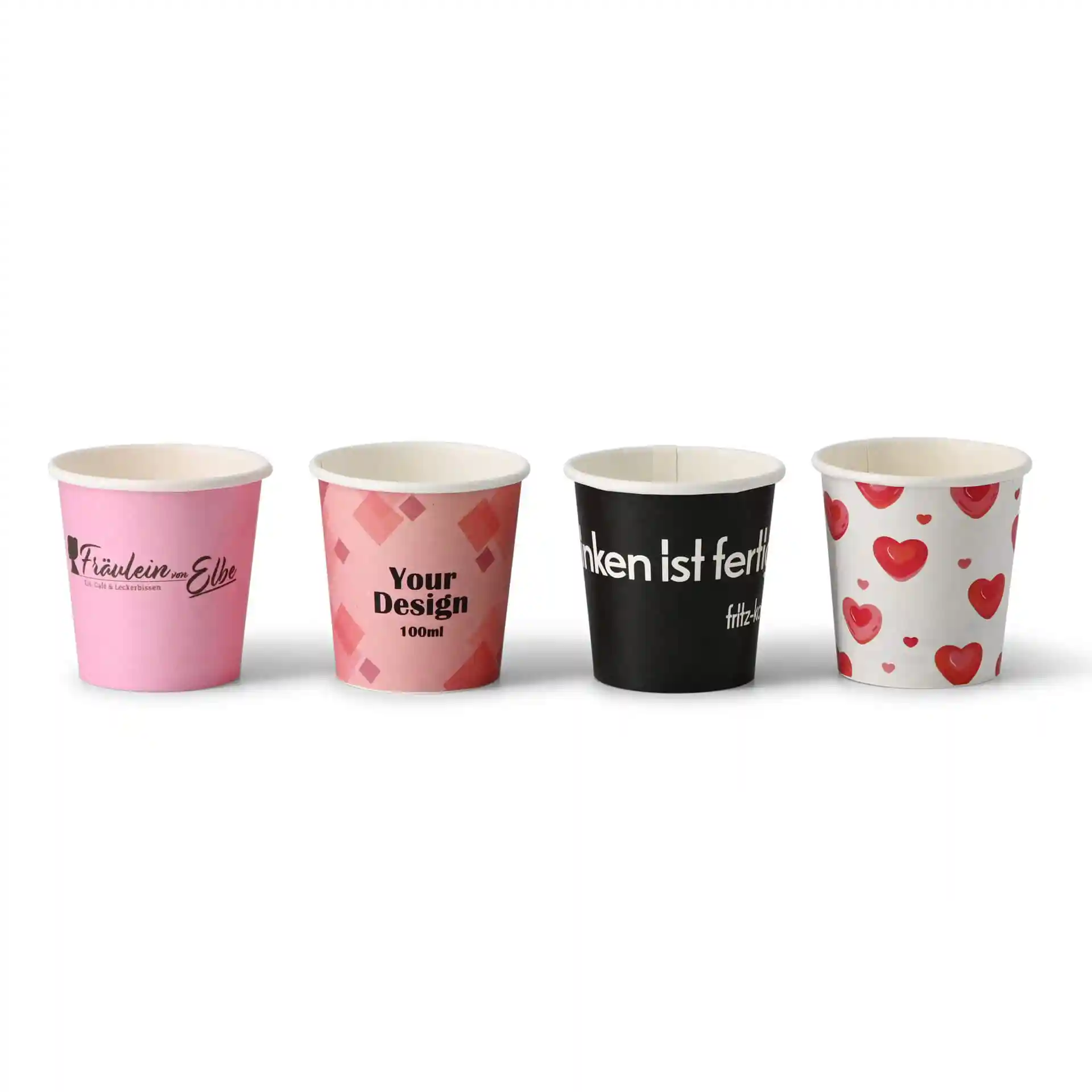 Gobelets personnalisés, paroi simple, 100 ml / 4 oz, blanc, bio