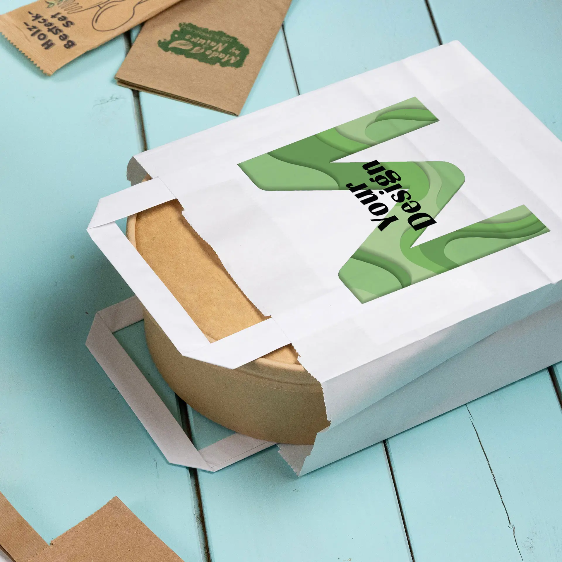 Sacs en papier personnalisés, blancs, M - 22 x 10 x 28 cm