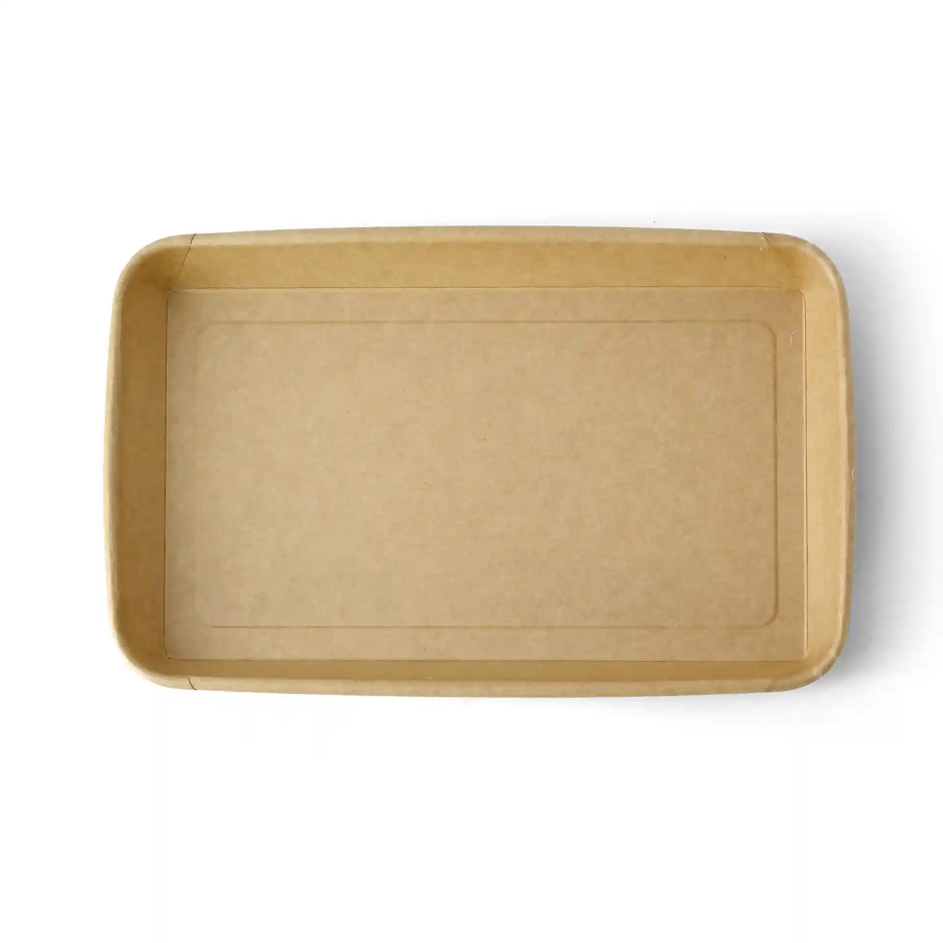 Braune rechteckige Sushi-Box mit PE-beschichtetem Innenraum, Maße 24 x 15 x 3 cm.