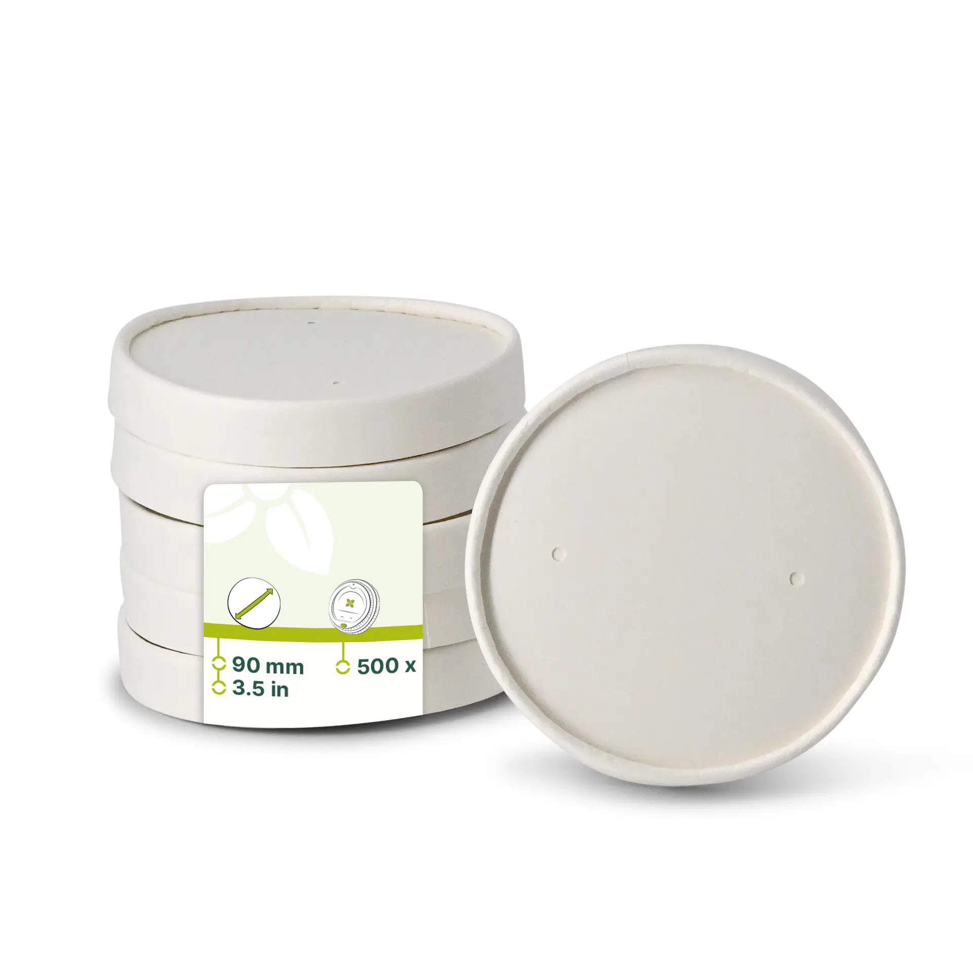 Couvercle en carton avec membrane (revêtu de PE) Ø 90 mm, blanc (pour gobelets à soupe) Couvercle en carton avec membrane (revêtu de PE) Ø 90 mm, blanc (pour gobelets à soupe)