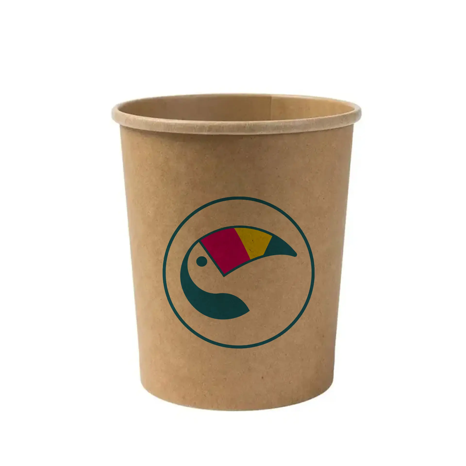 Gobelet à soupe à emporter imprimé, brun, 600 ml, Ø 115 mm, revêtement PLA