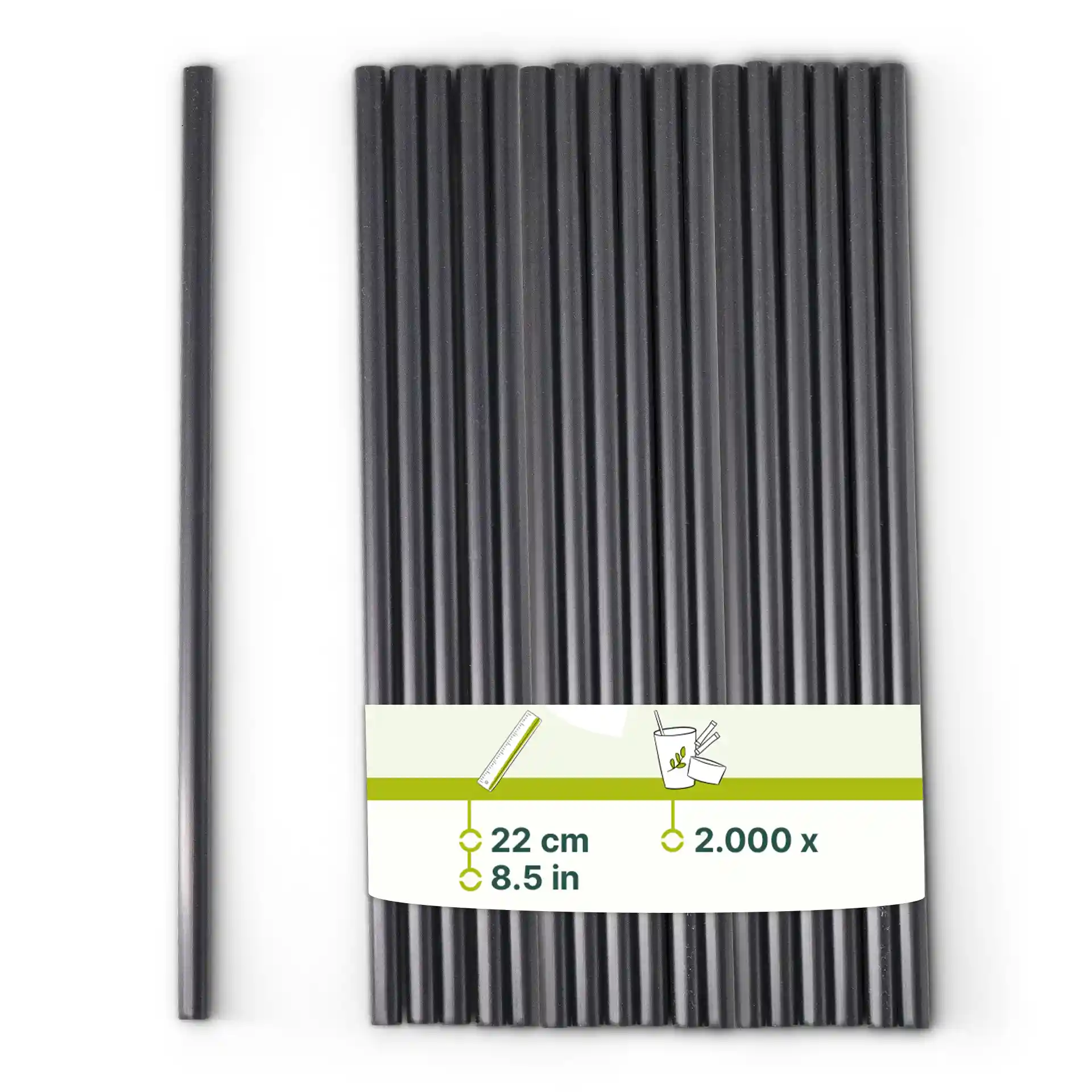 Mehrweg Strohhalme 22 cm, Ø 0,7 cm, schwarz