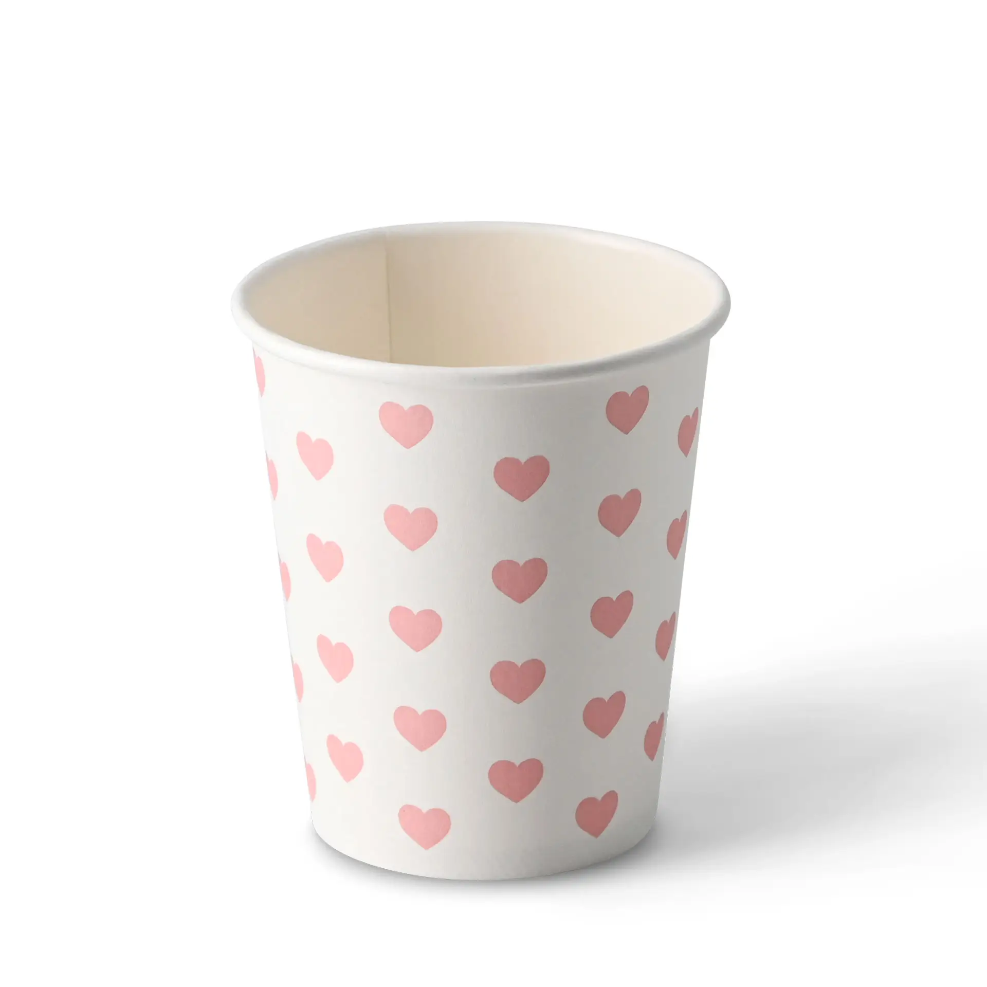 Pappbecher bedruckt "Hearts" 200 ml / 8 oz, Ø 80 mm, weiss