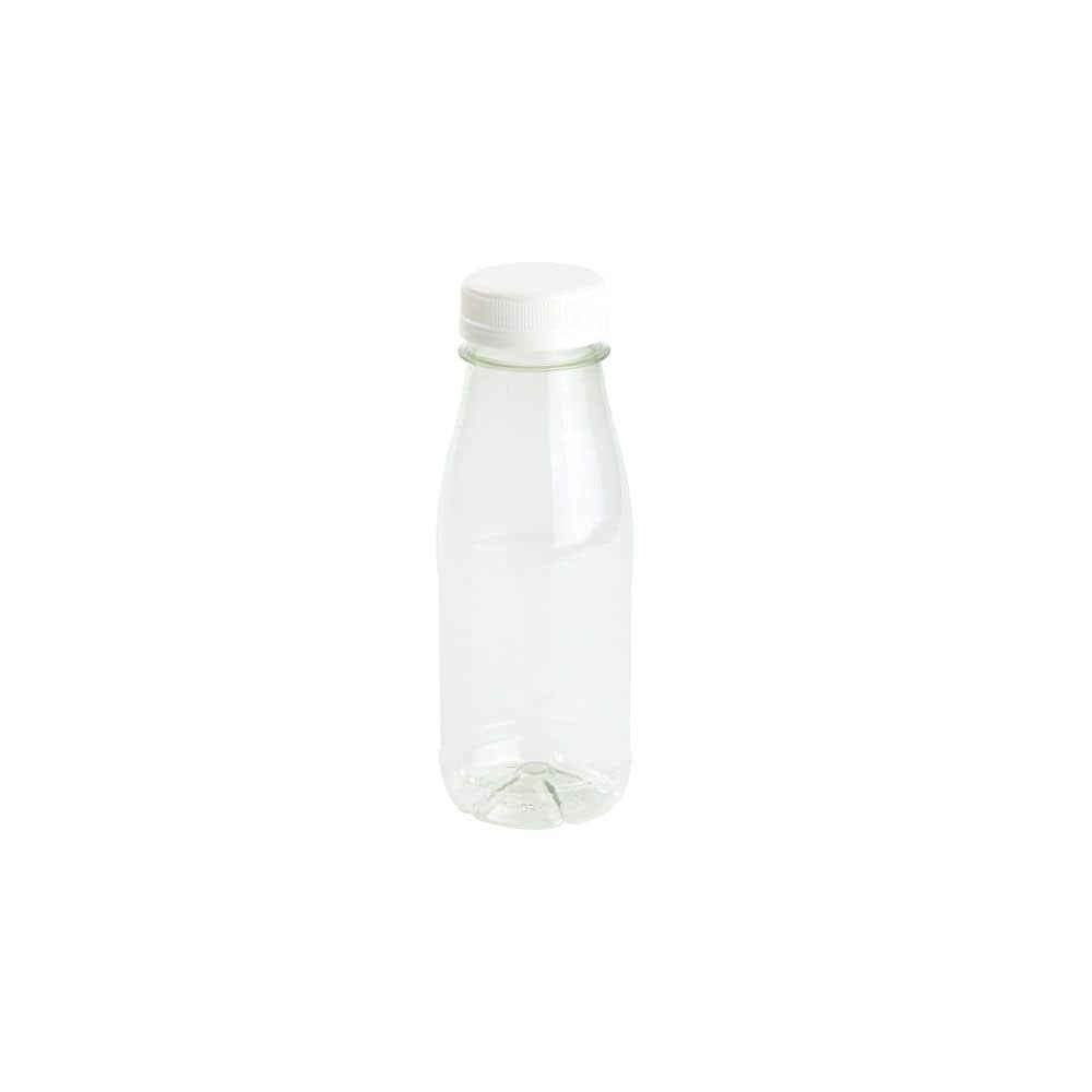 rPET-Flaschen 250 ml, klar, Deckel weiß
