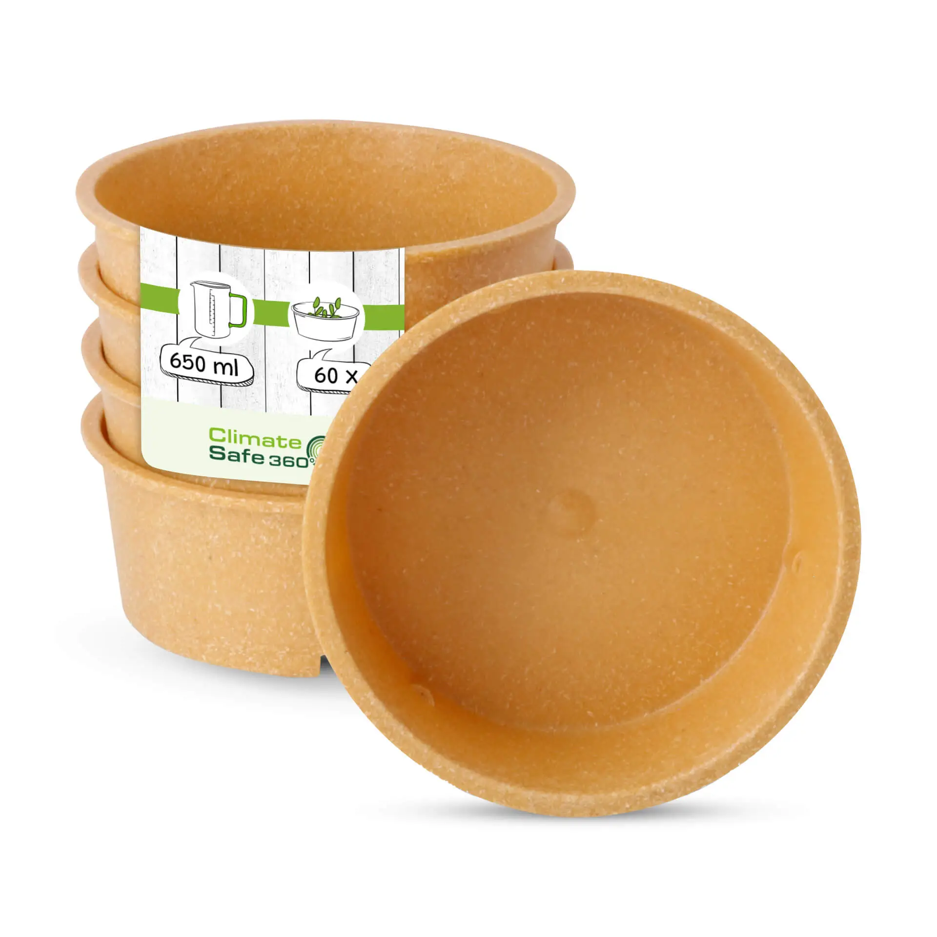 | 2 FÜR 1 | Mehrweg-Schalen "merways Bowl" 650 ml, Ø 150 mm, Karamell / braun