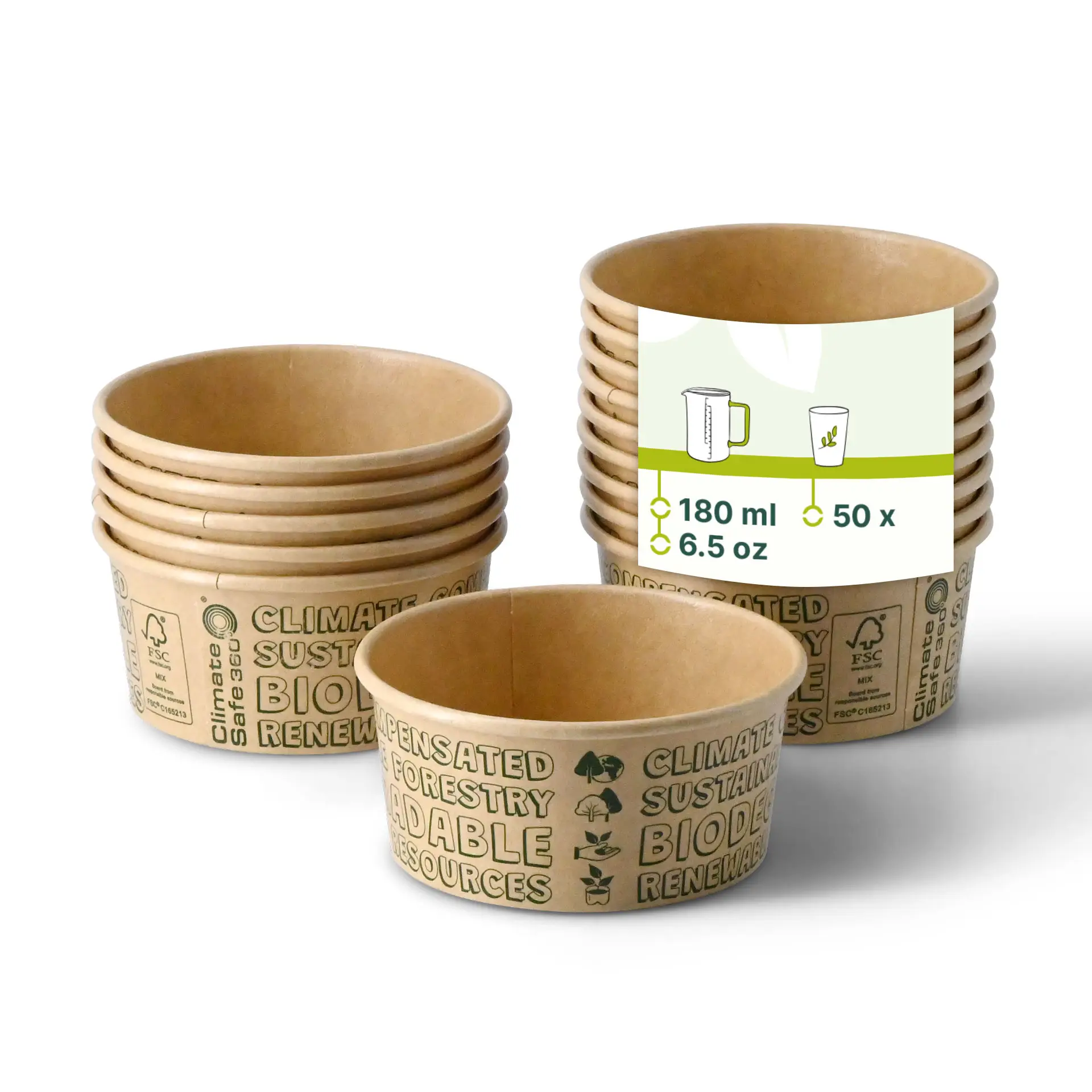 Gobelet en papier pour glace XS, 4 oz, max. 6 oz, Ø 92 mm, brun, EcoUp