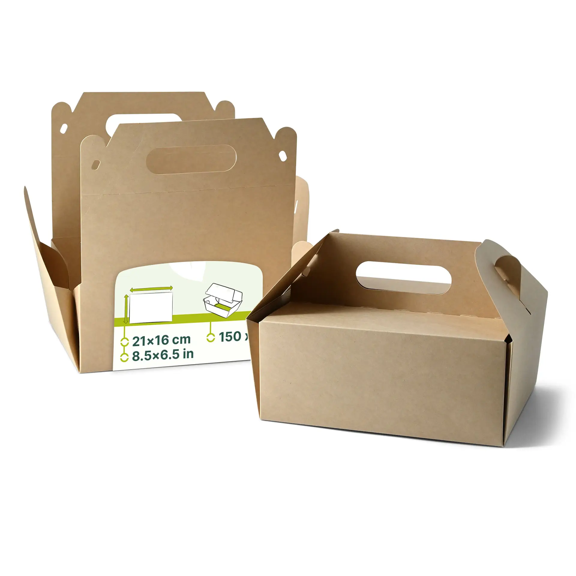 Kuchenbox aus Pappe mit Griff M, 21 x 16 x 9 cm, braun, faltbar dfc04220-kuchenbox-aus-pappe-mit-griff-m-21-x-16-x-9-cm-braun-faltbar
