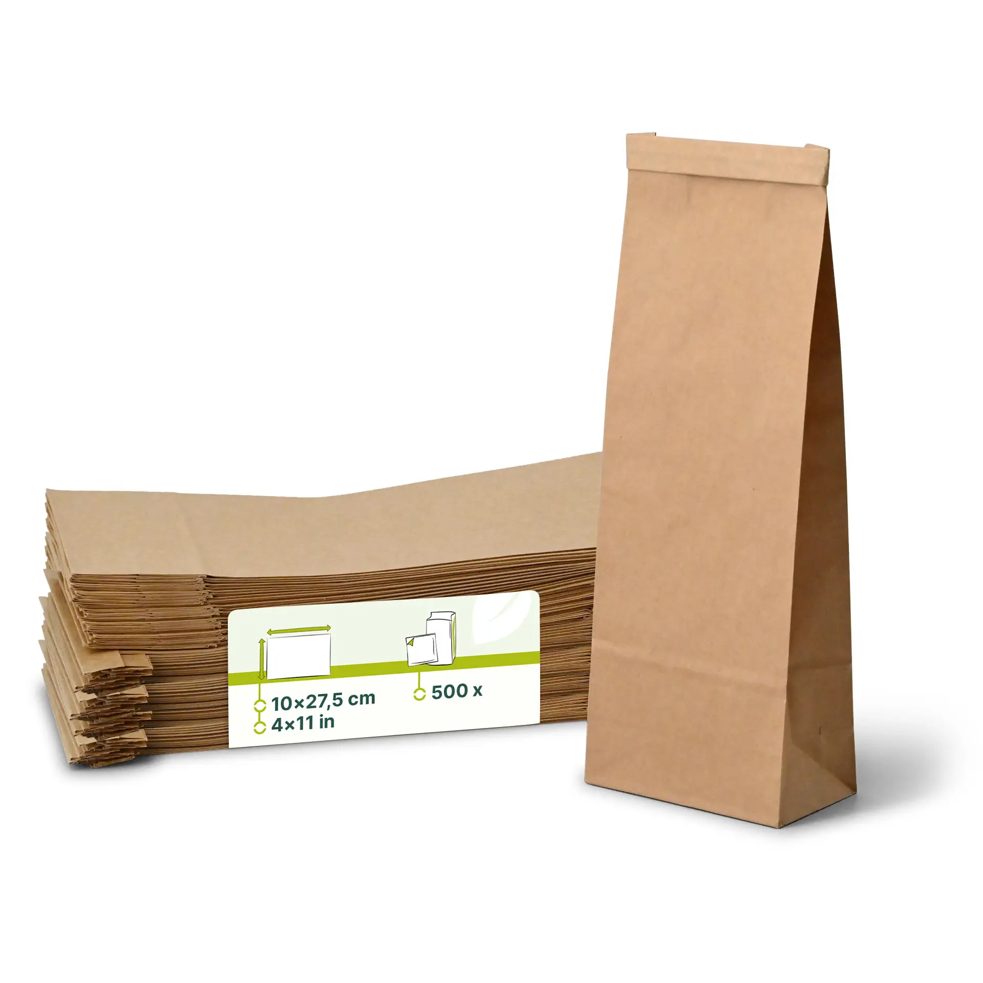 Sac SOS kraft brun M doublé de PP avec fermeture, 10 x 6 x 27,5 cm dre03350-blockbeutel-m-10-x-6-x-275-cm-pp-folie-braun-clipband-kraftpapier