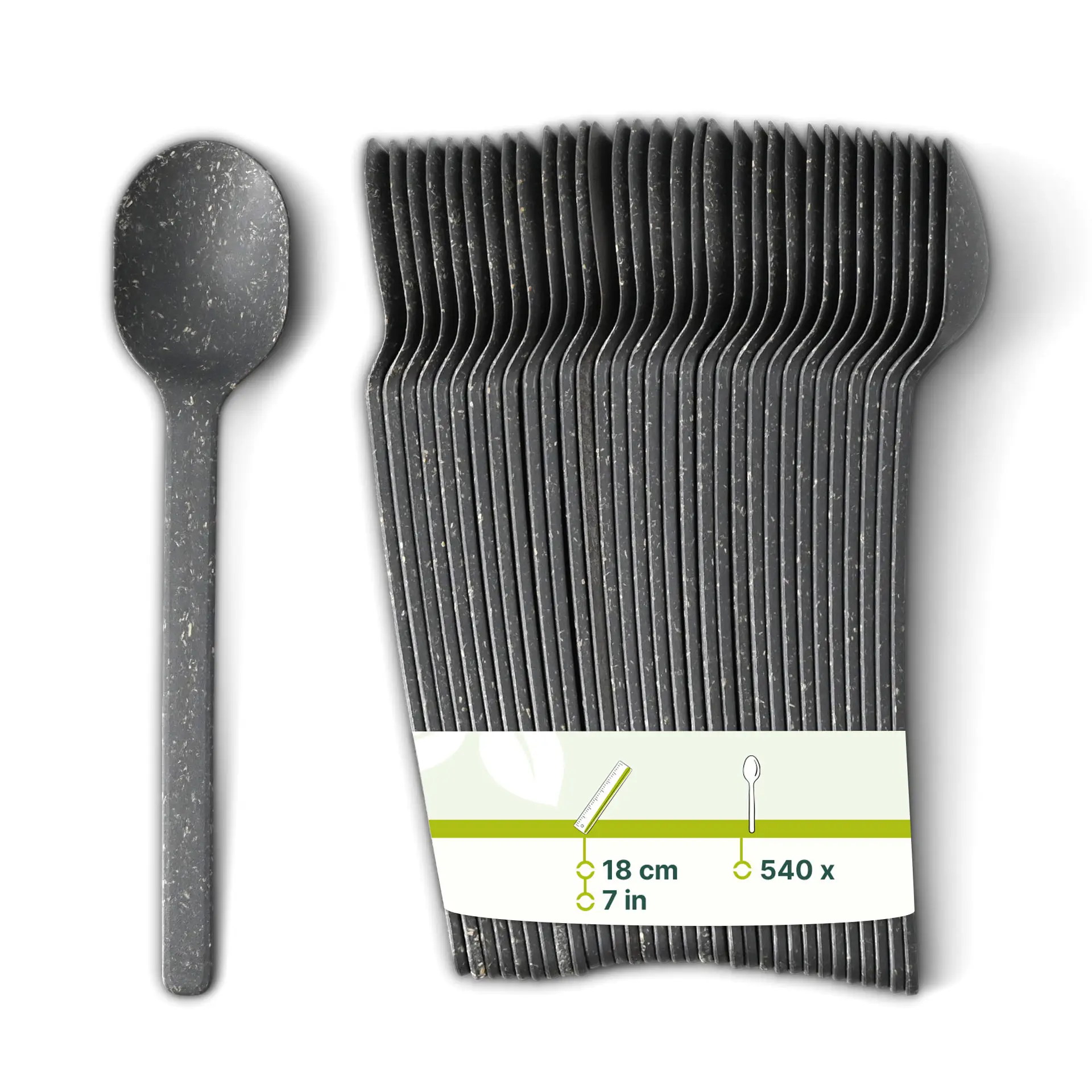 Cuillère réutilisable "merways Cutlery" 18 cm, poivre / gris