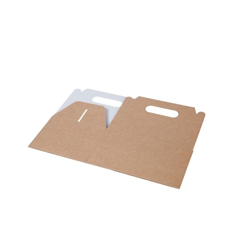 Karton-Lunchboxen mit Griff M, 21,5 x 15 x 11,5 cm, braun, faltbar