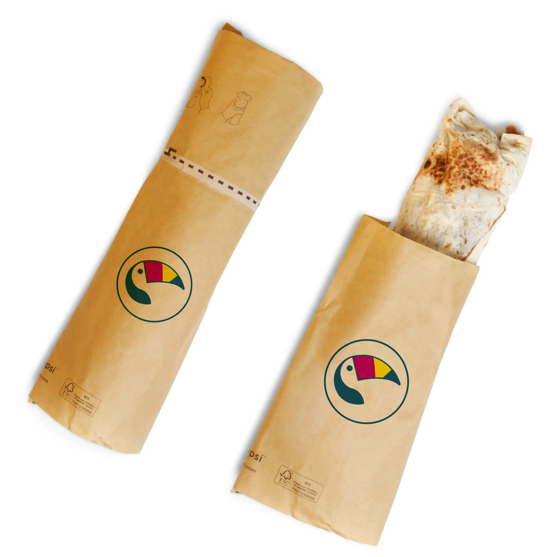 Wrap Verpackung bedrucken, 42 x 26 x 12 cm, weiss, Klebeverschluss