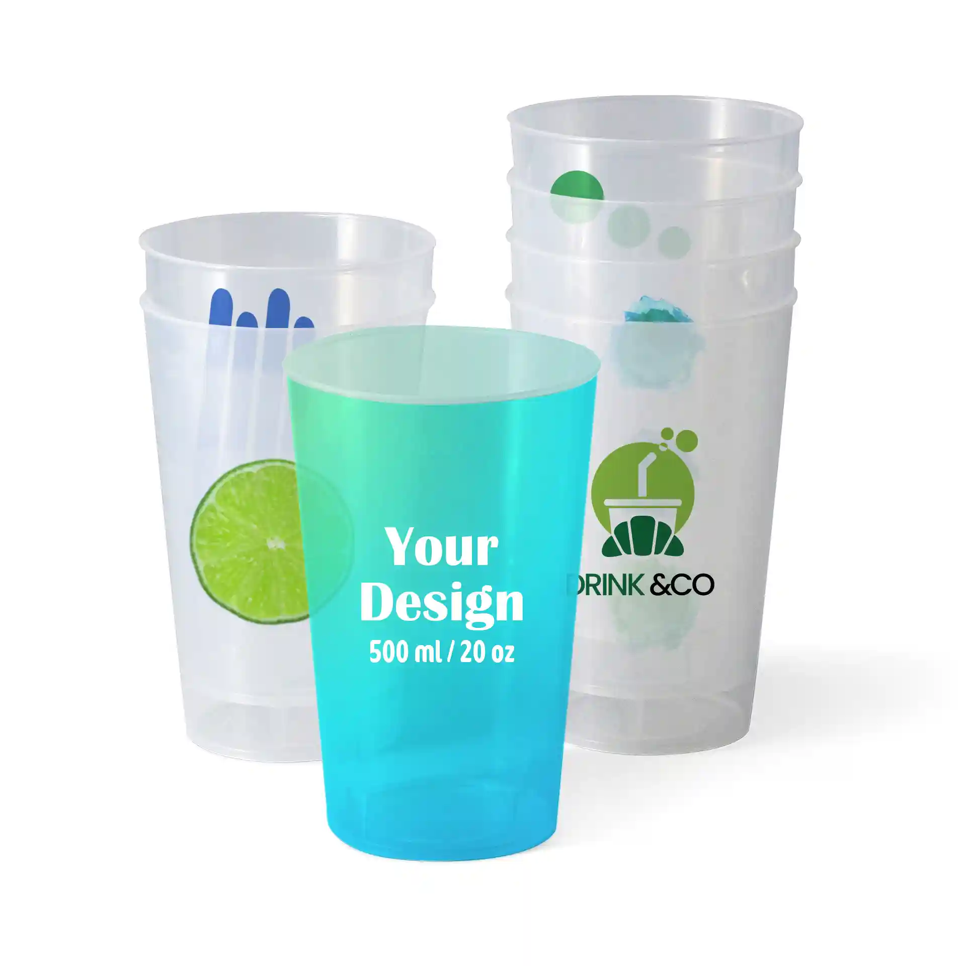 Gobelet réutilisable avec logo 500 ml, impression numérique, 100 %