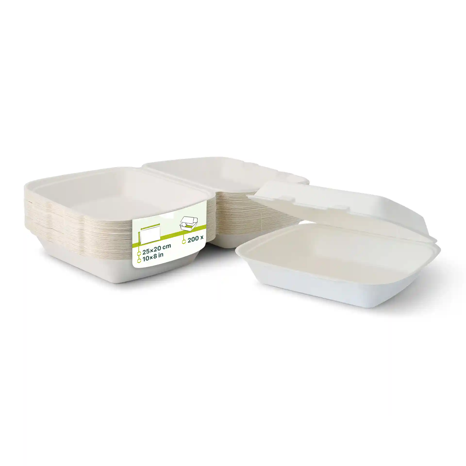 Take-away Boxen aus Zuckerrohr 25 x 20 x 7,5 cm, HP4, rechteckig