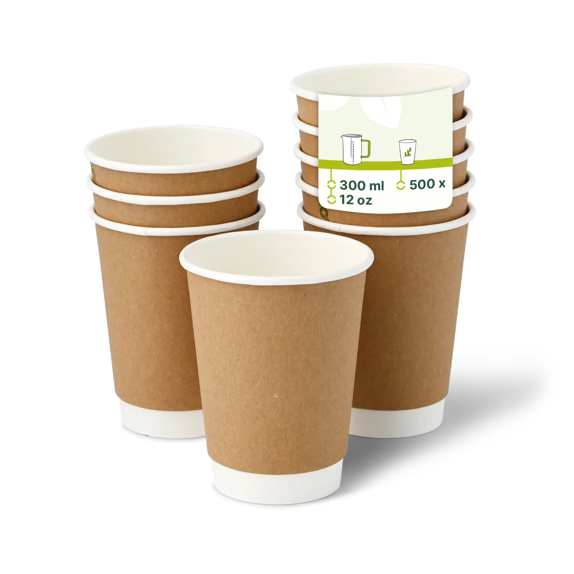 Gobelet en carton double paroi, 30 cl / 12 oz, Ø 90 mm, brun