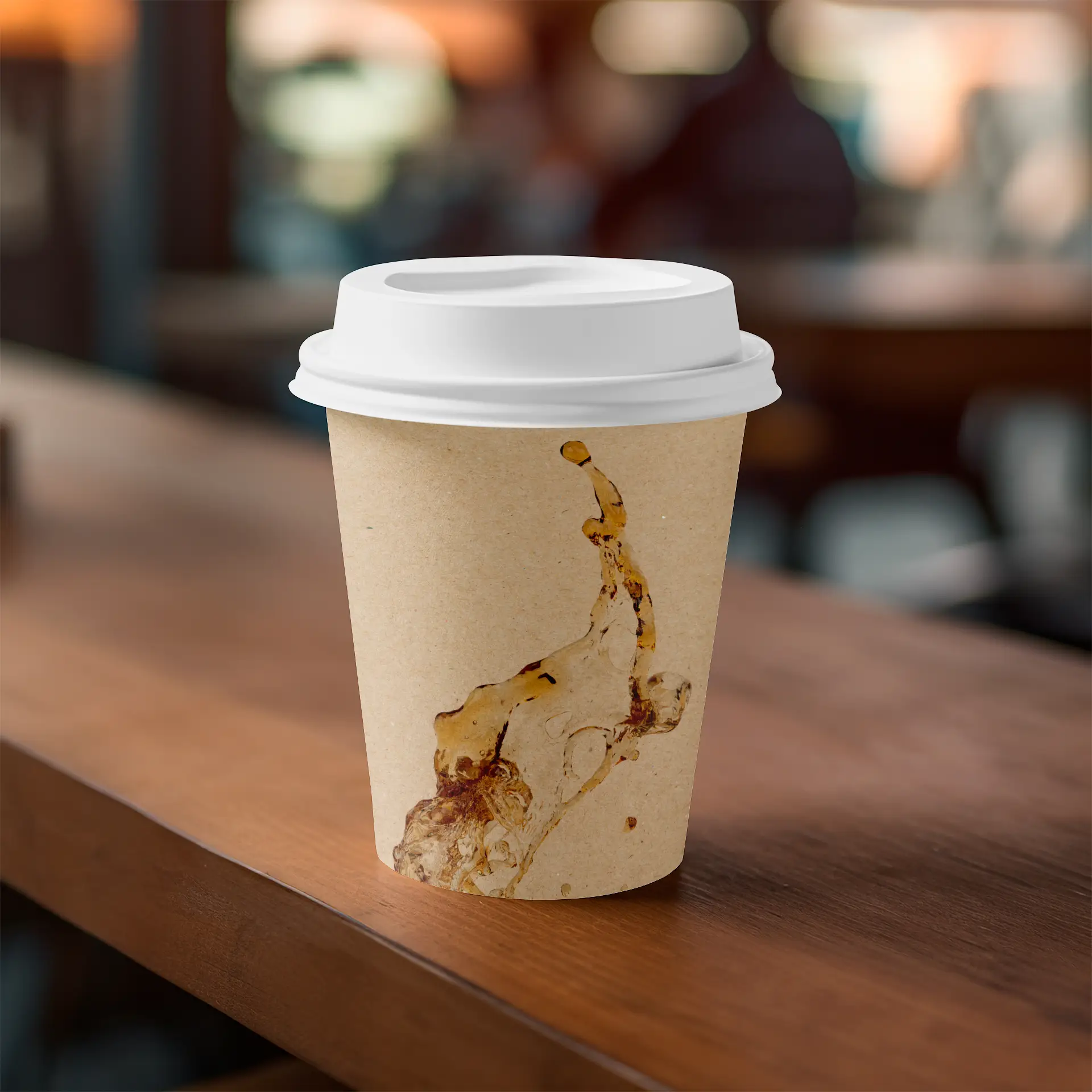 Pappbecher mit Logo (einwandig), 250 ml / 10 oz, braun, PLA-beschichtet