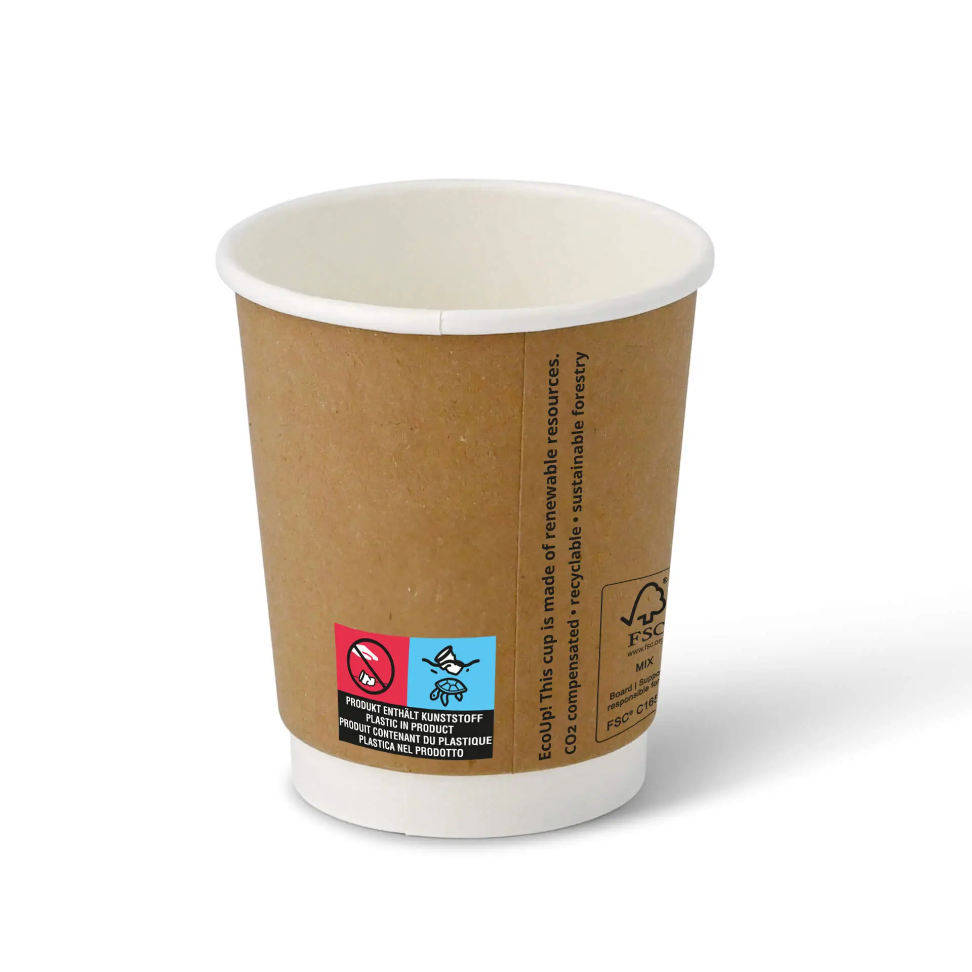Gobelet à café à emporter en carton (revêtu de PE), double paroi, 20 cl / 8 oz, Ø 80 mm, brun, intérieur blanc con10001-01-1-coffee-to-go-becher-aus-pappe-beschichtet-doppelwandig-200-ml-8-oz-80-mm-braun-innen-weiss-2