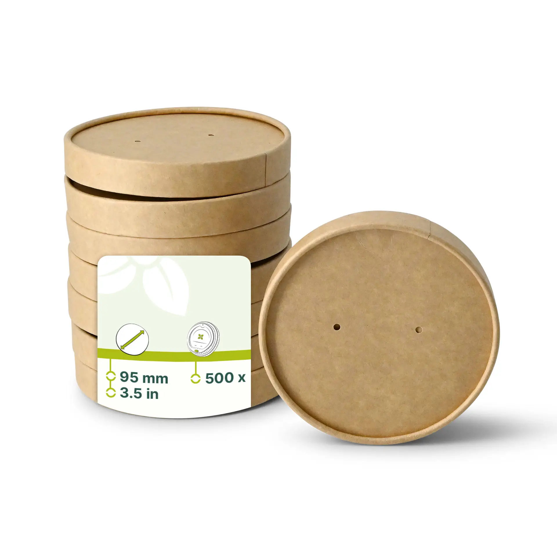 Couvercle en carton avec membrane (revêtu de PE) Ø 95 mm, brun (pour gobelets à soupe)