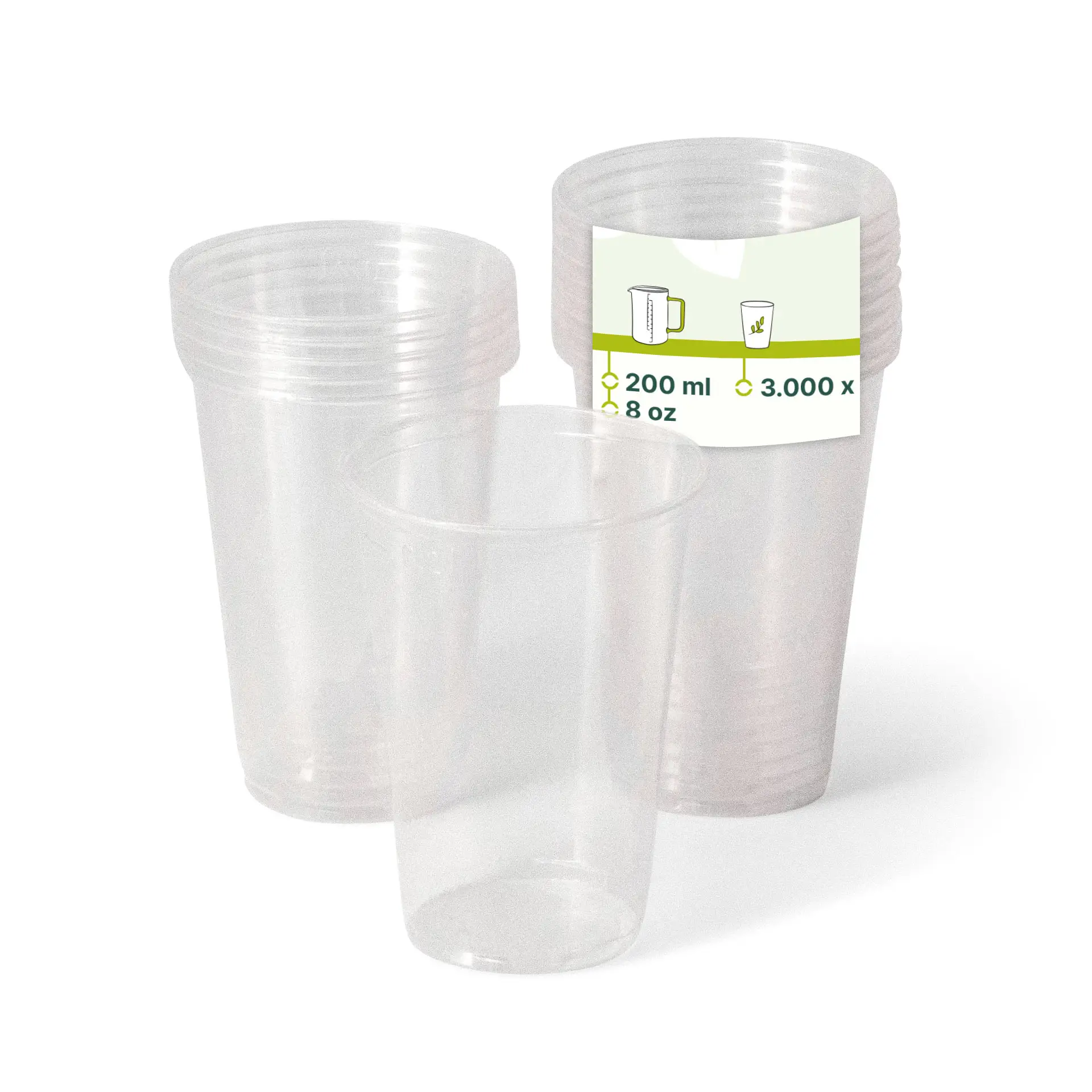 Gobelet plastique, transparent en PLA, 20 cl / 8 oz, Ø 71 mm dcd00034-pla-klarbecher-200-ml-8-oz-71-mm