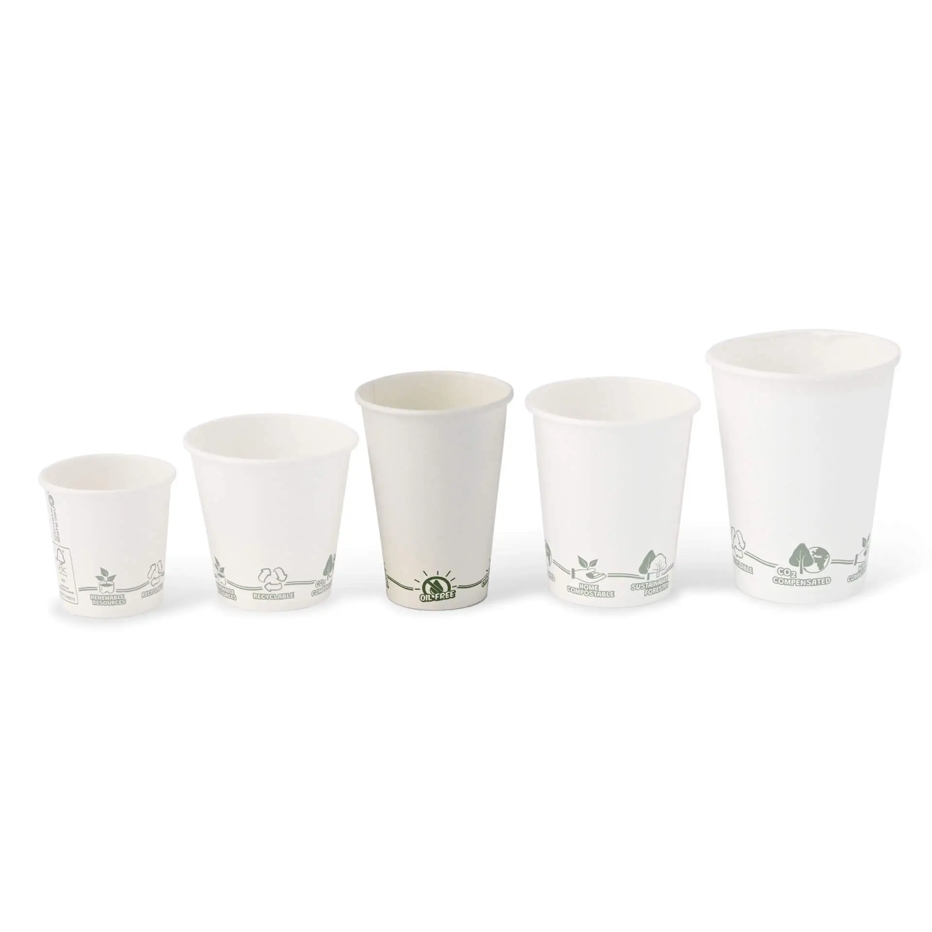 Gobelet pour distributeur "EcoUp©" Icônes, 180 ml / 7,5 oz, Ø 70 mm, simple paroi, blanc, revêtement PLA