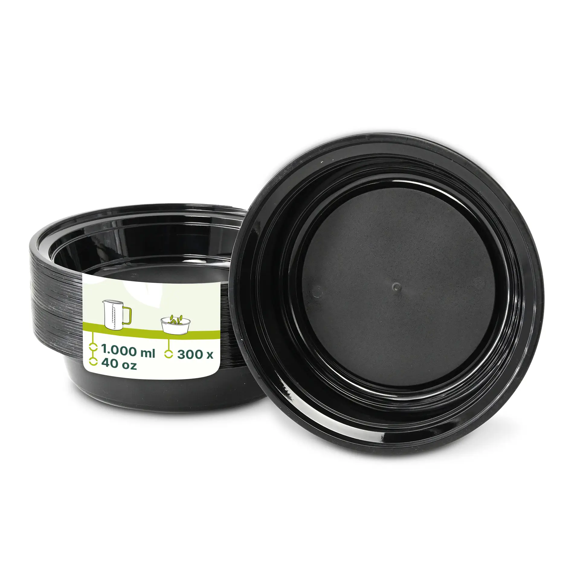 Mehrwegteller aus PP 1000 ml, rund, schwarz