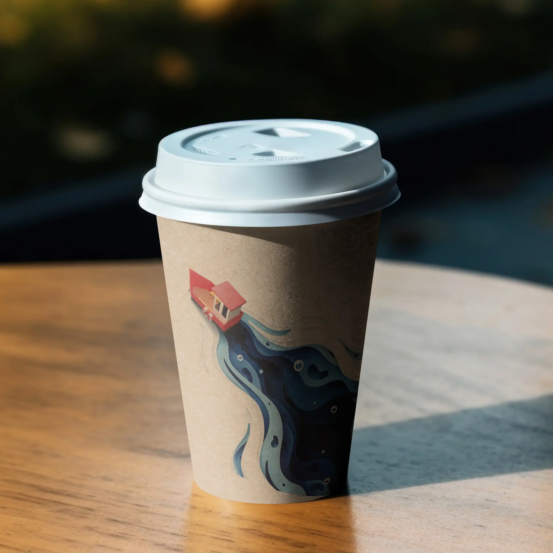 Gobelets personnalisés, paroi simple, 300 ml / 12 oz, brun, PE