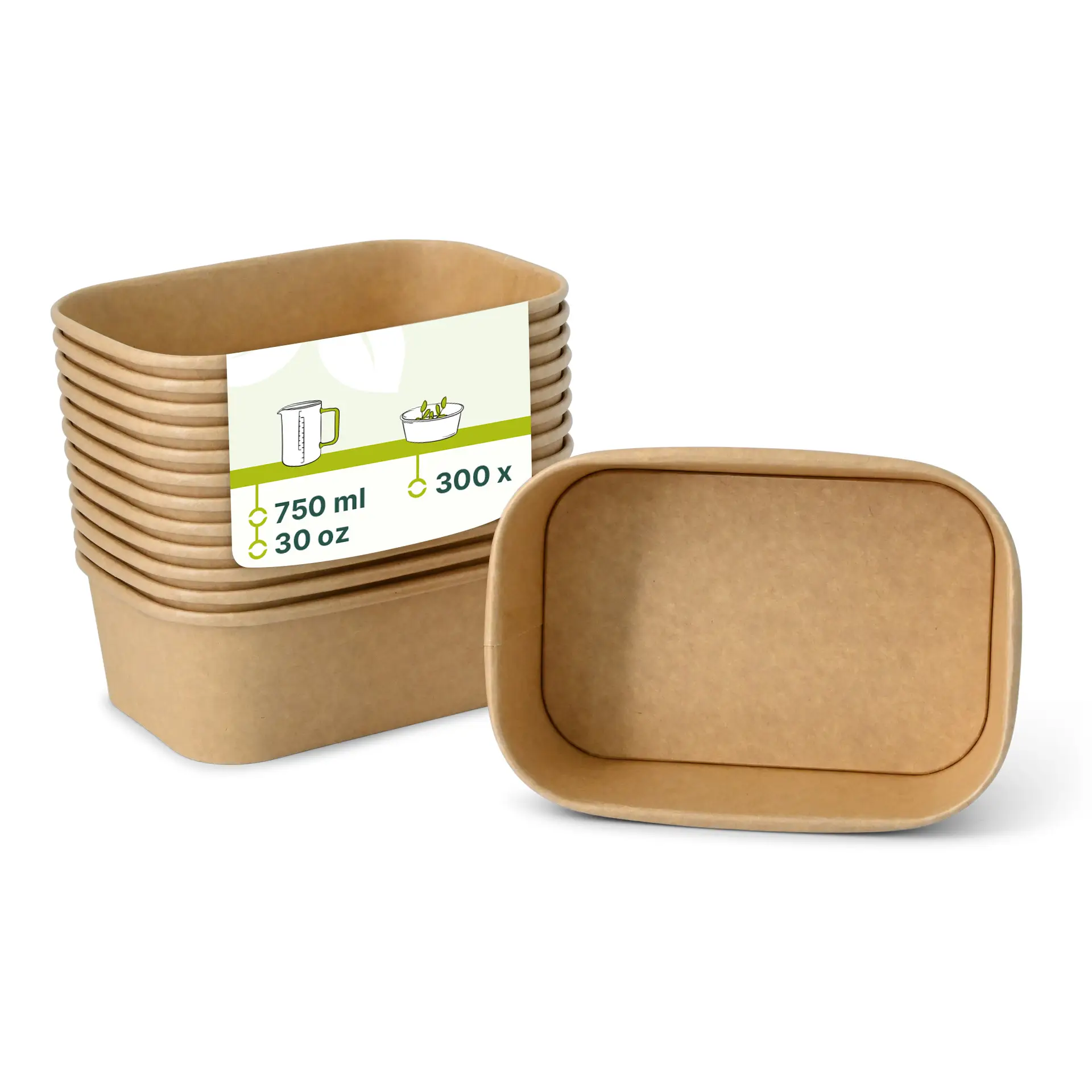 Kartonschale / Salatschale 750 ml, 17,5 x 12,5 x 5,5 cm, braun, rechteckig Kartonschale / Salatschale 750 ml, 17,5 x 12,5 x 5,5 cm, braun, rechteckig