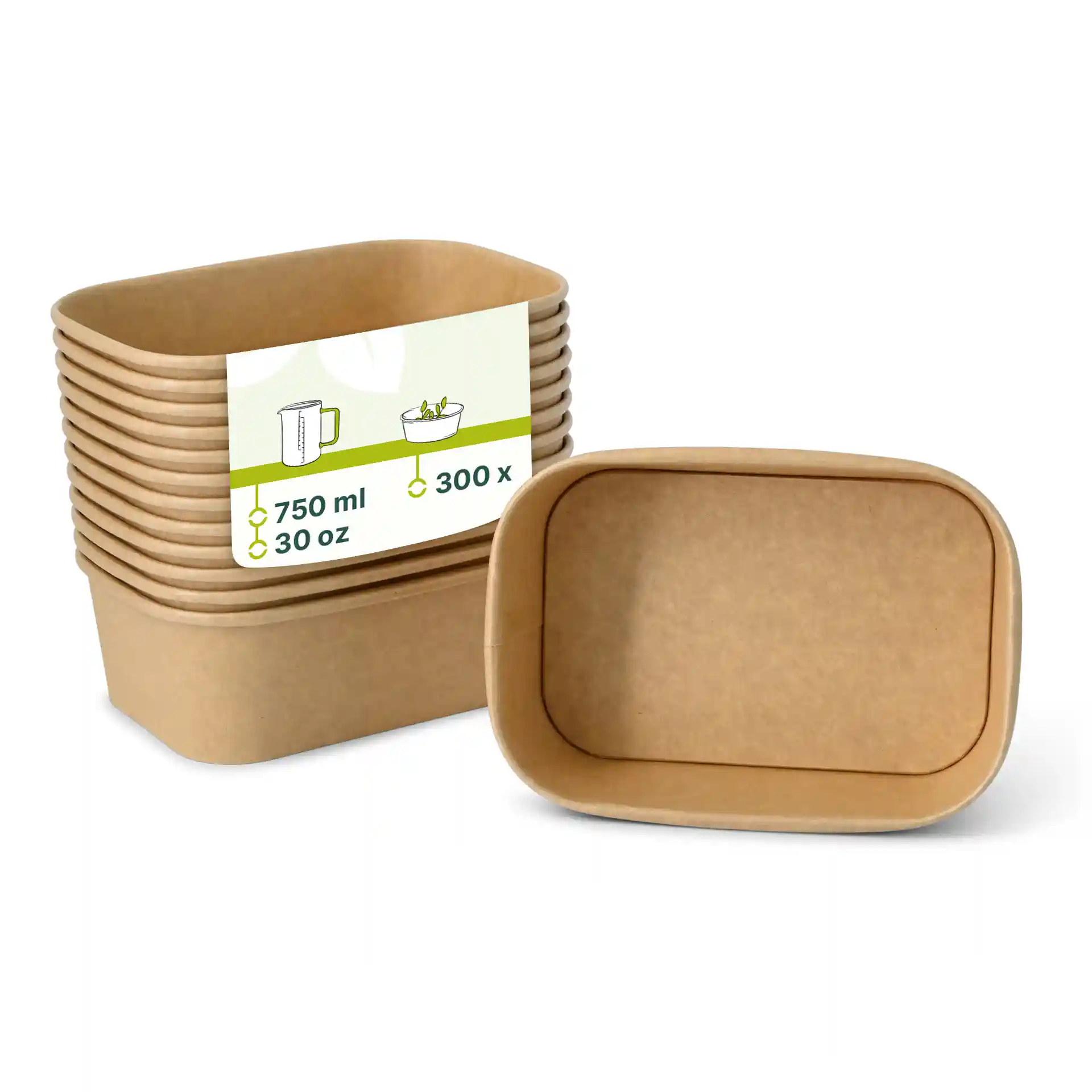 Barquettes en carton 750 ml, 17,5 x 12,5 x 5,5 cm, marron, rectangulaires