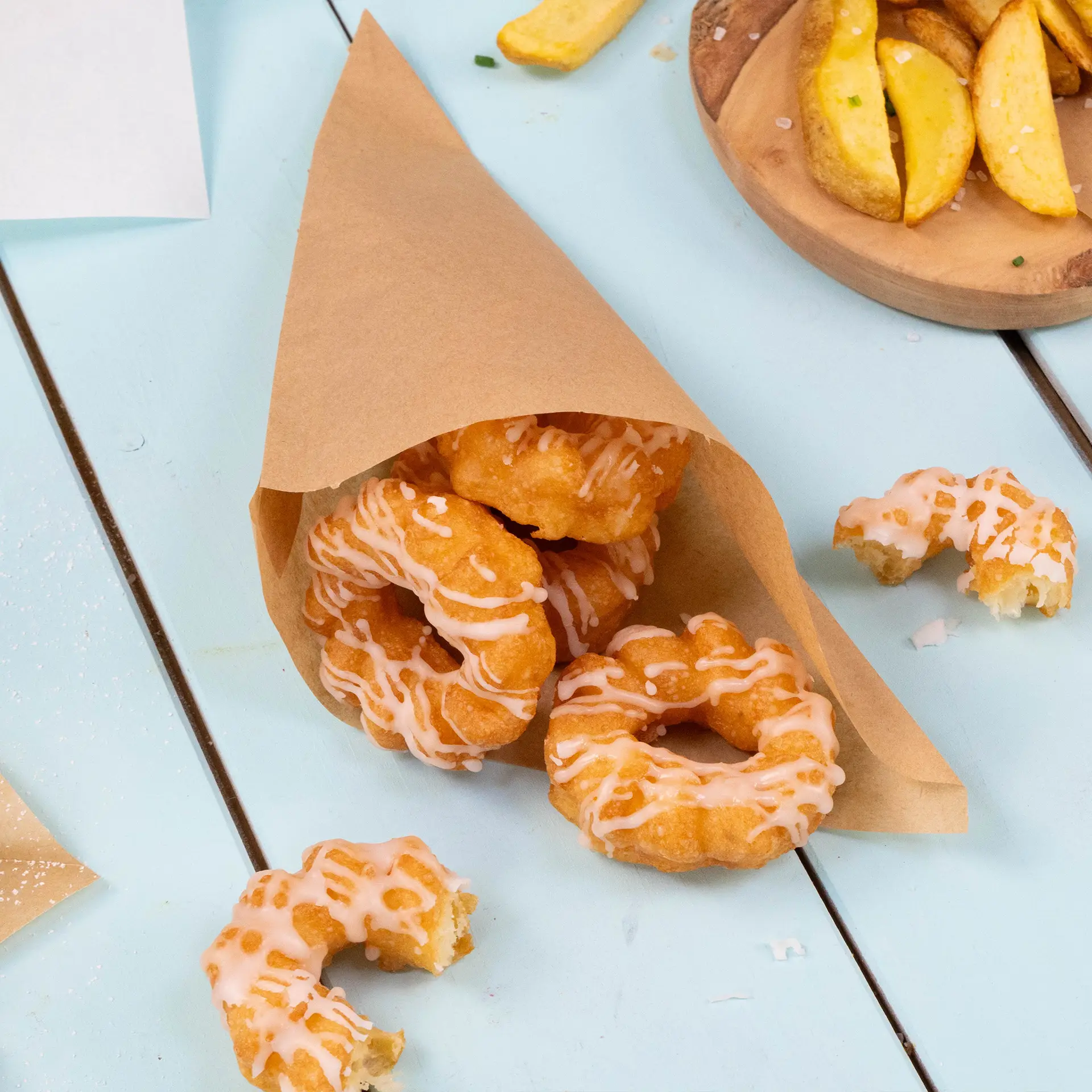 Pommestüten aus Papier 19 x 19 cm, braun, fettdicht