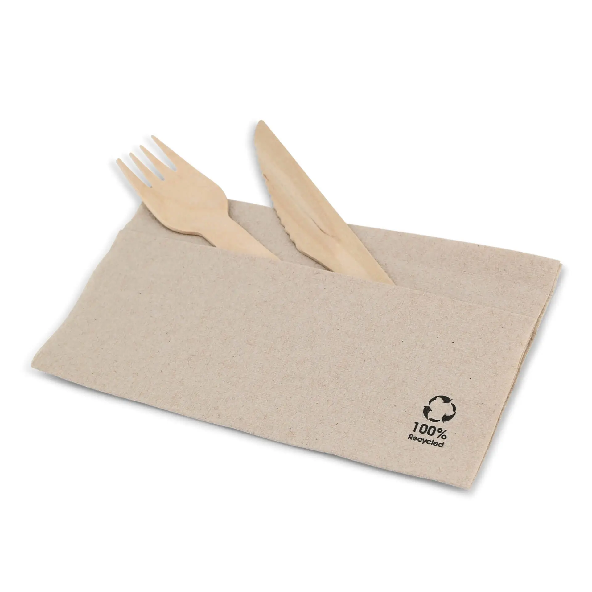 Servietten aus recyceltem Papier 33 x 33 cm, 1-lagig, 1/8 Falz, ungebleicht