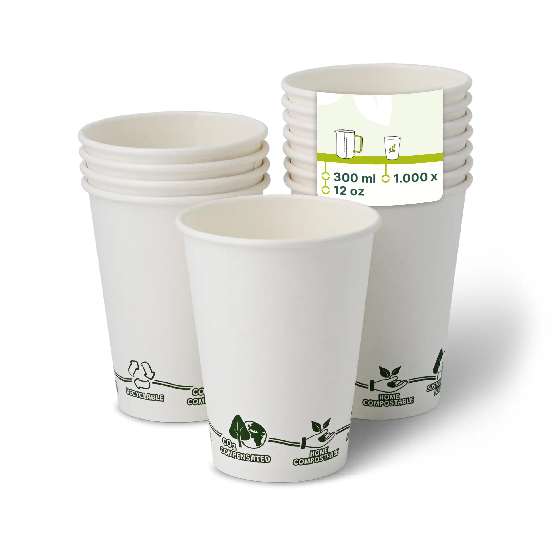 Pappbecher 300 ml / 12 oz, Ø 90  mm, "EcoUp©"- Icons
