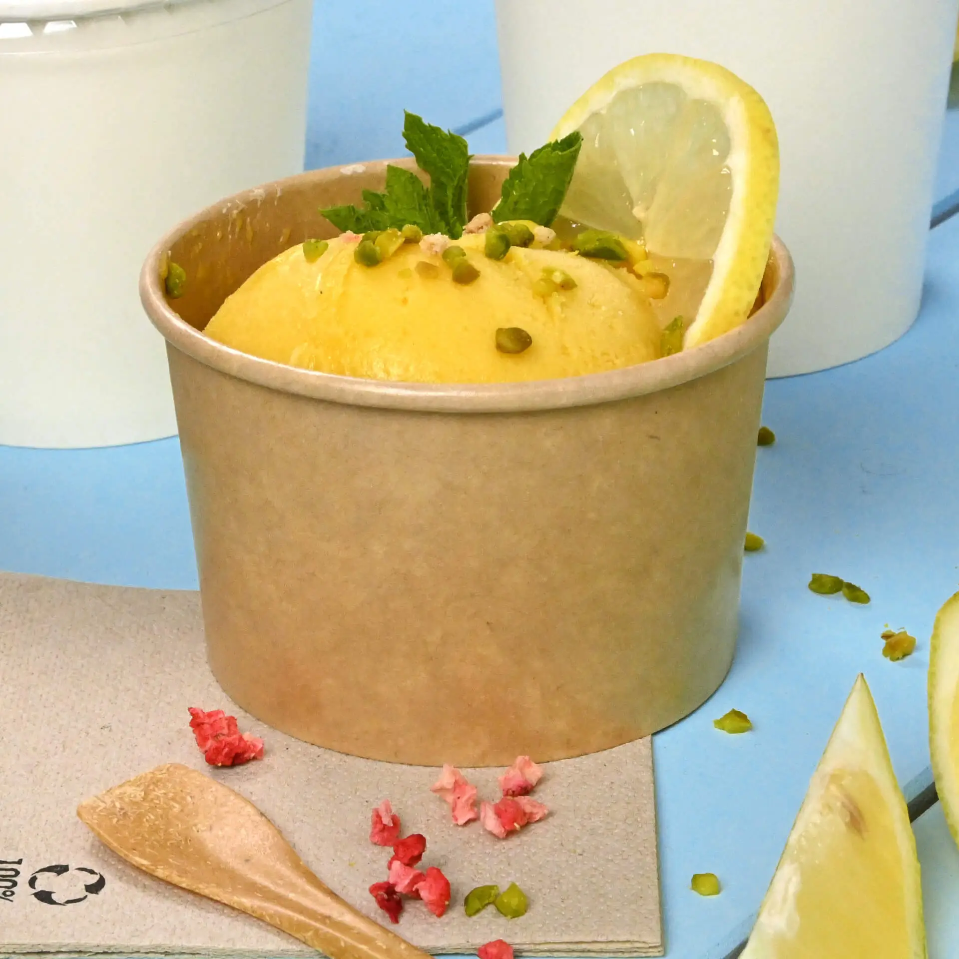 Pot à glace en carton M, 8 oz, max. 9,5 oz, Ø 92 mm, brun dfc069711-eisbecher-aus-pappe-m-200-ml-max-270-ml-92-mm-braun-6