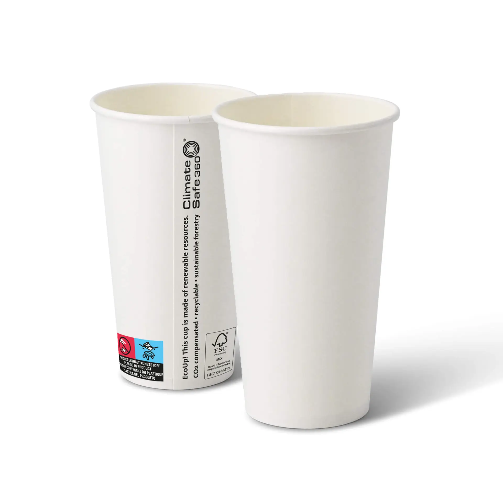 Gobelet en carton (revêtu de PE) 50 cl / 20 oz, Ø 90 mm, blanc