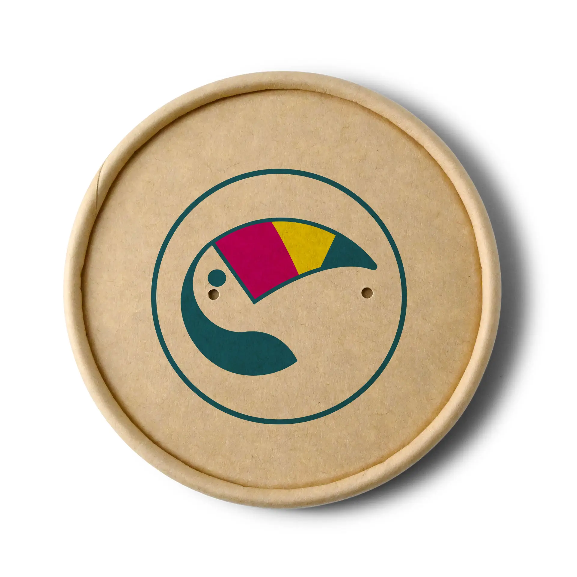 Couvercles à membrane imprimés pour gobelets à soupe, ⌀ 90 mm, brun, revêtement PLA Couvercles à membrane imprimés pour gobelets à soupe, ⌀ 90 mm, brun, revêtement PLA