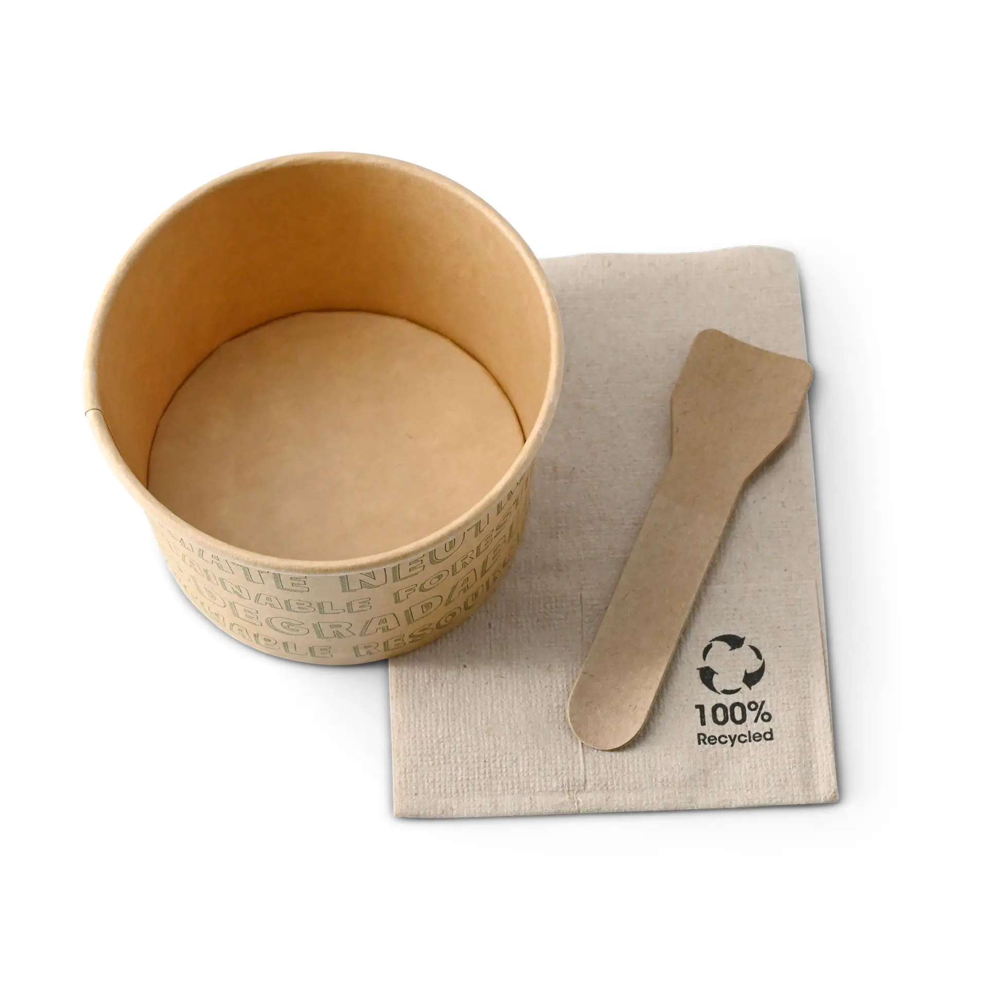 Pots à glace en carton (revêtement biologique) 150 ml / 6 oz, non blanchi, EcoUp