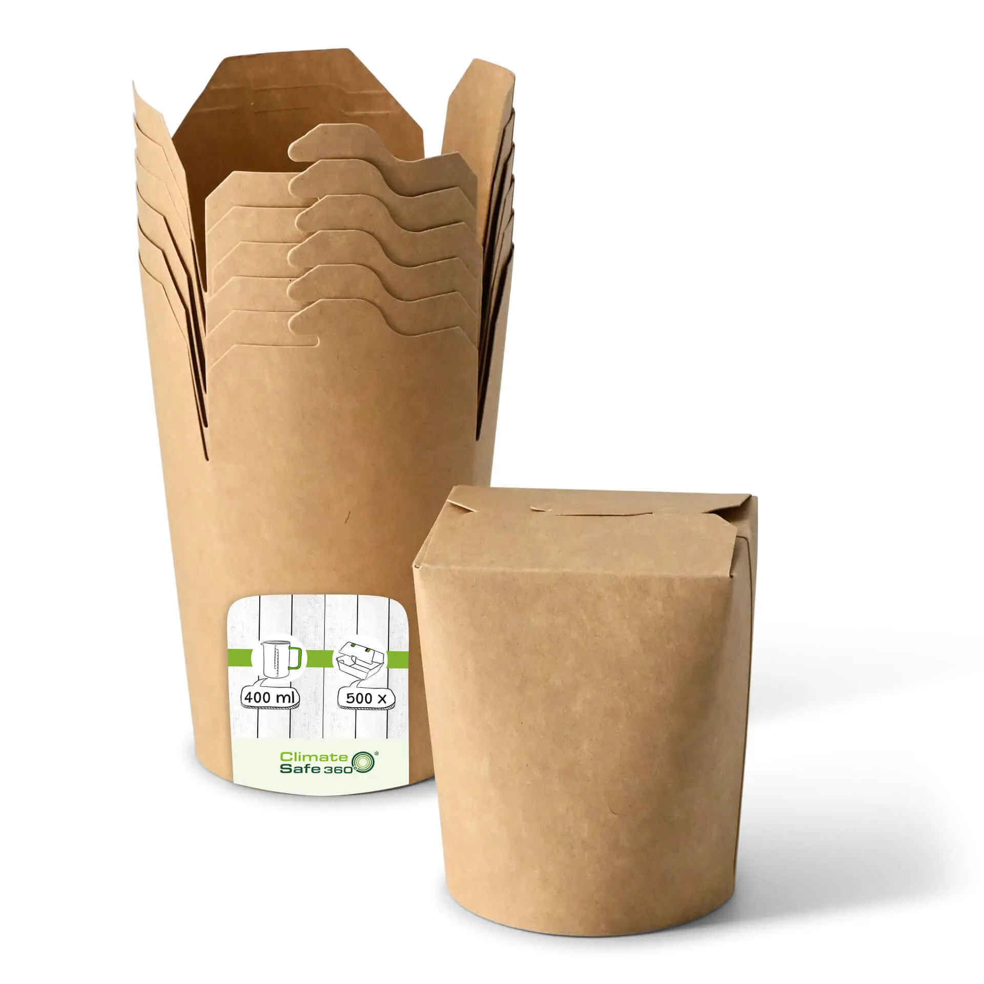 Nudelboxen / Asiaboxen aus Karton (beschichtet) 400 ml, braun