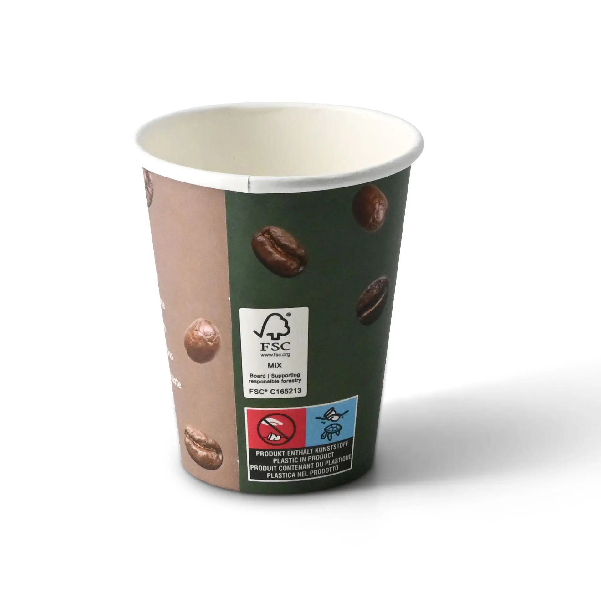 Gobelet en carton imprimé "Café" (revêtu de PE) 20 cl/ 8 oz, Ø 80 mm, blanc con10022-01-0-pappbecher-bedruckt-kaffee-beschichtet-200-ml-8-oz-80-mm-weiss-1